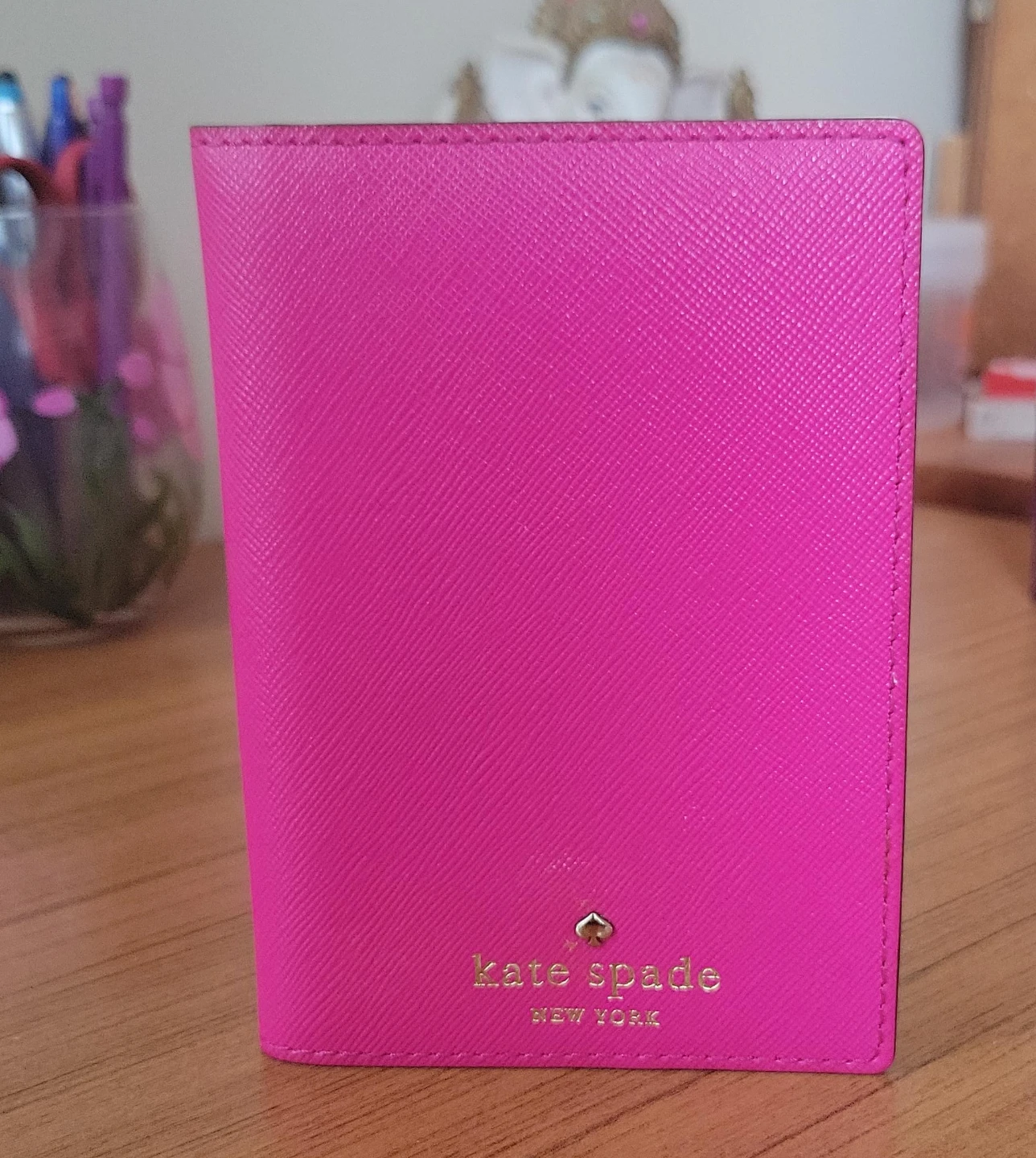 Kate Spade Pink Saffiano Leather Passport Holder