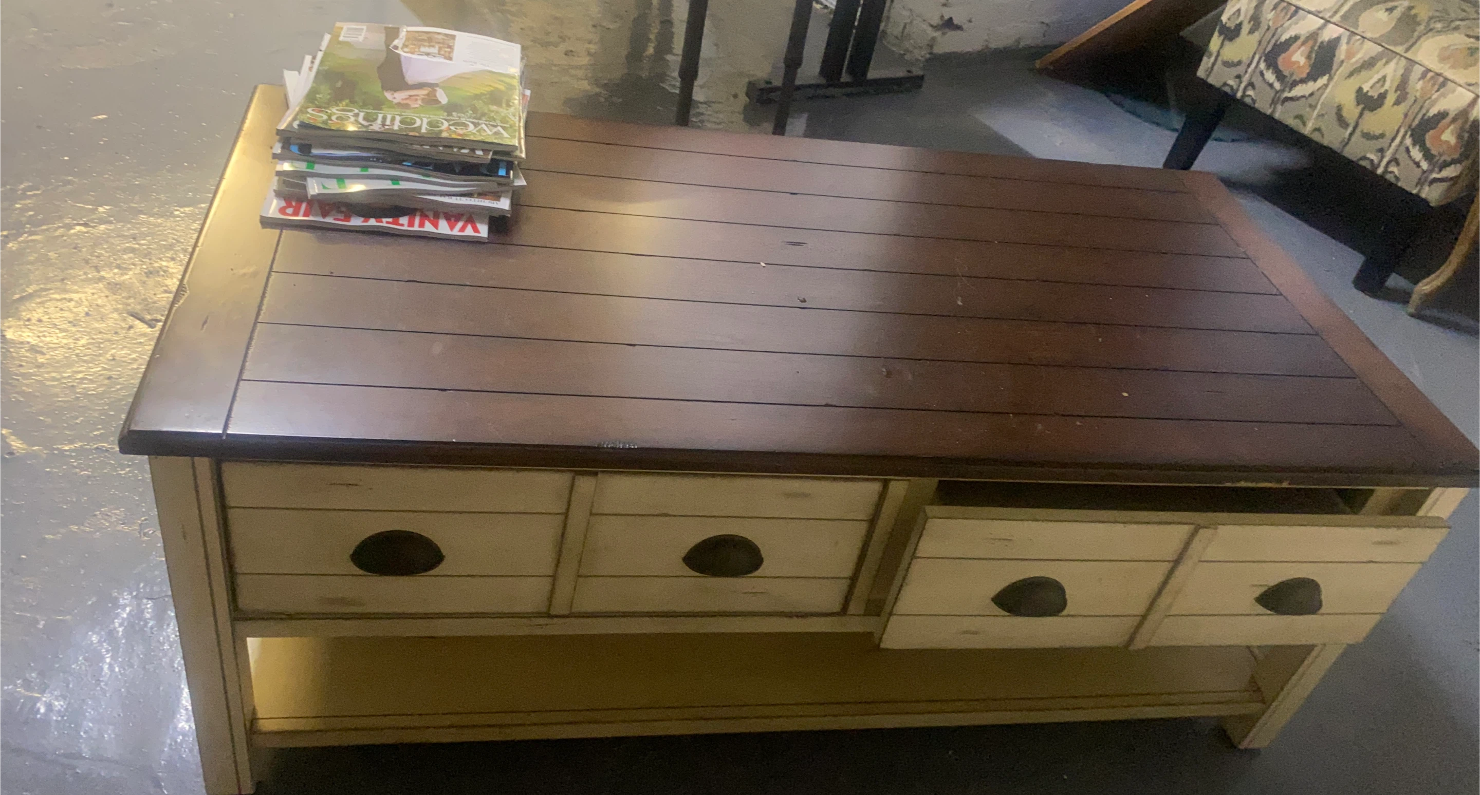 Coffee Table with Drawers and Shelf