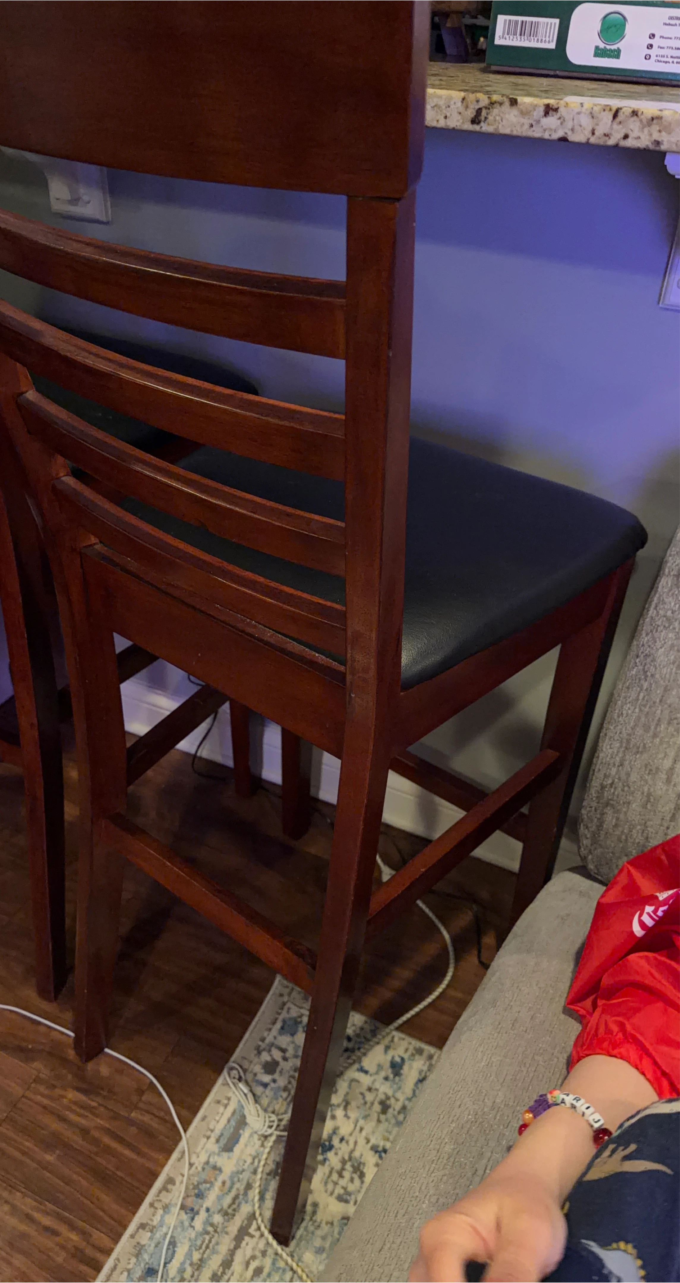 A pair of Wooden Bar Stool with Padded Seat