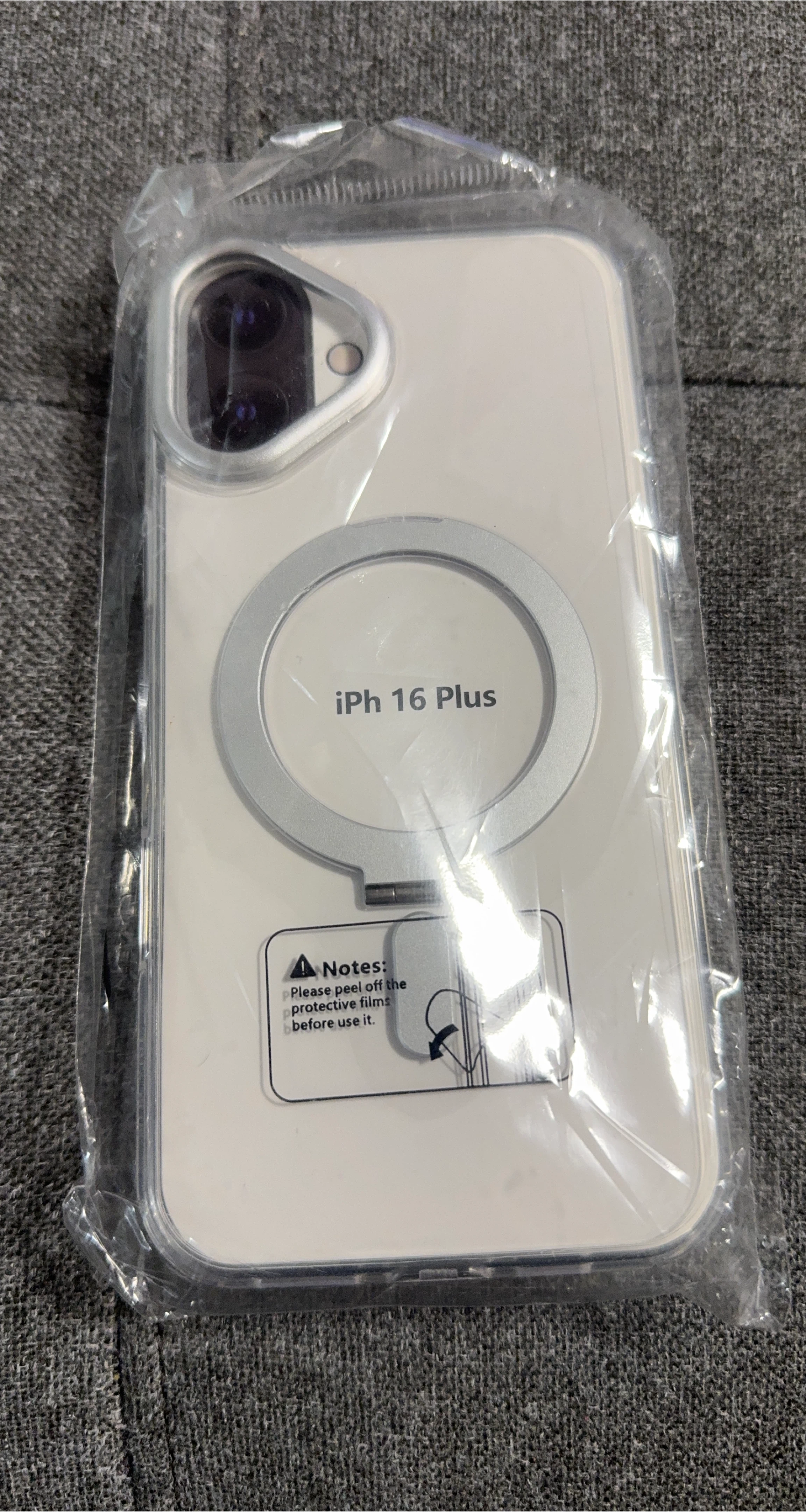 Clear Phone Case for iPhone 16 Plus with Magnetic Ring
