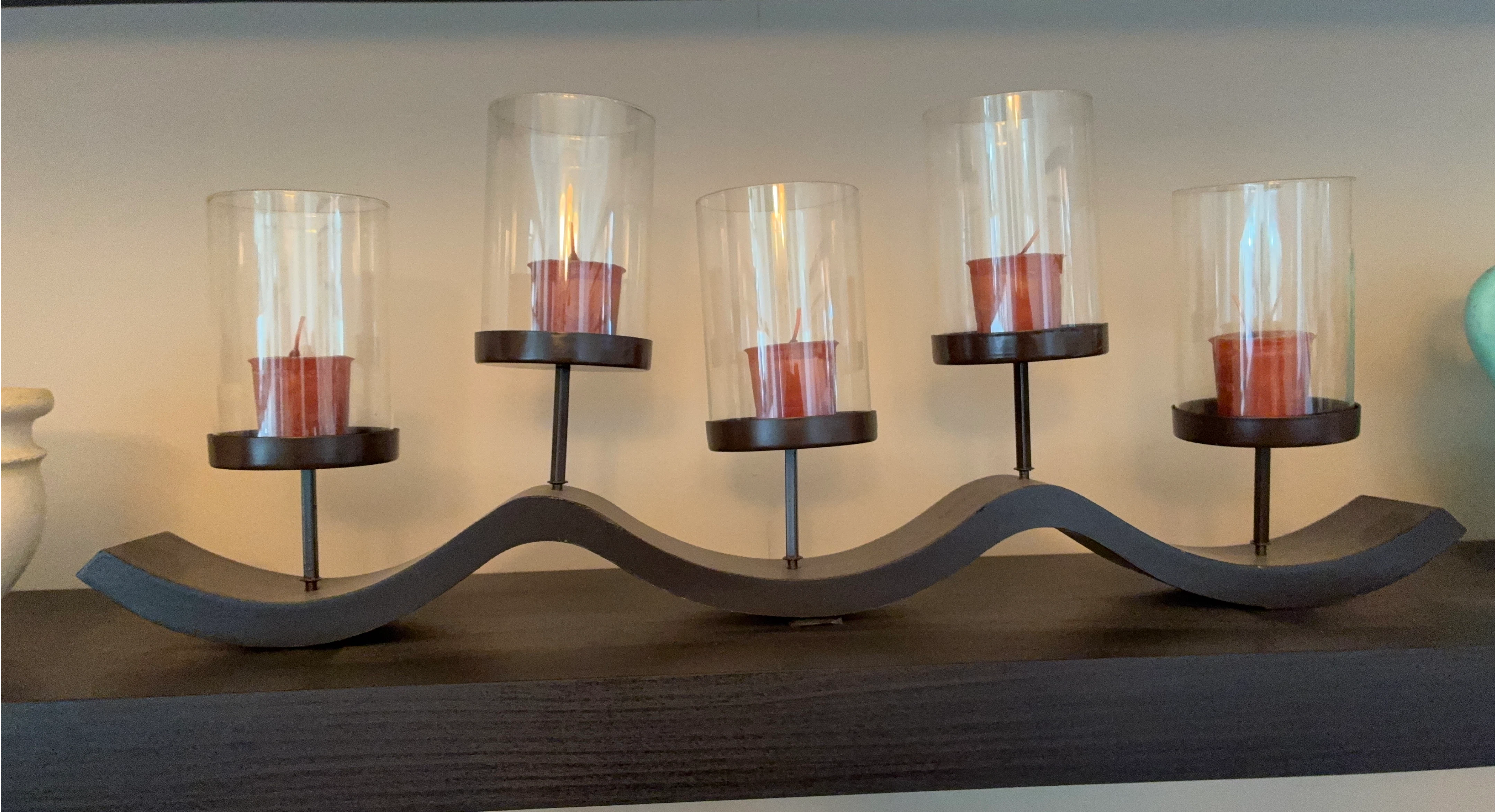 Wavy 5-Candle Candelabra with Glass Shades