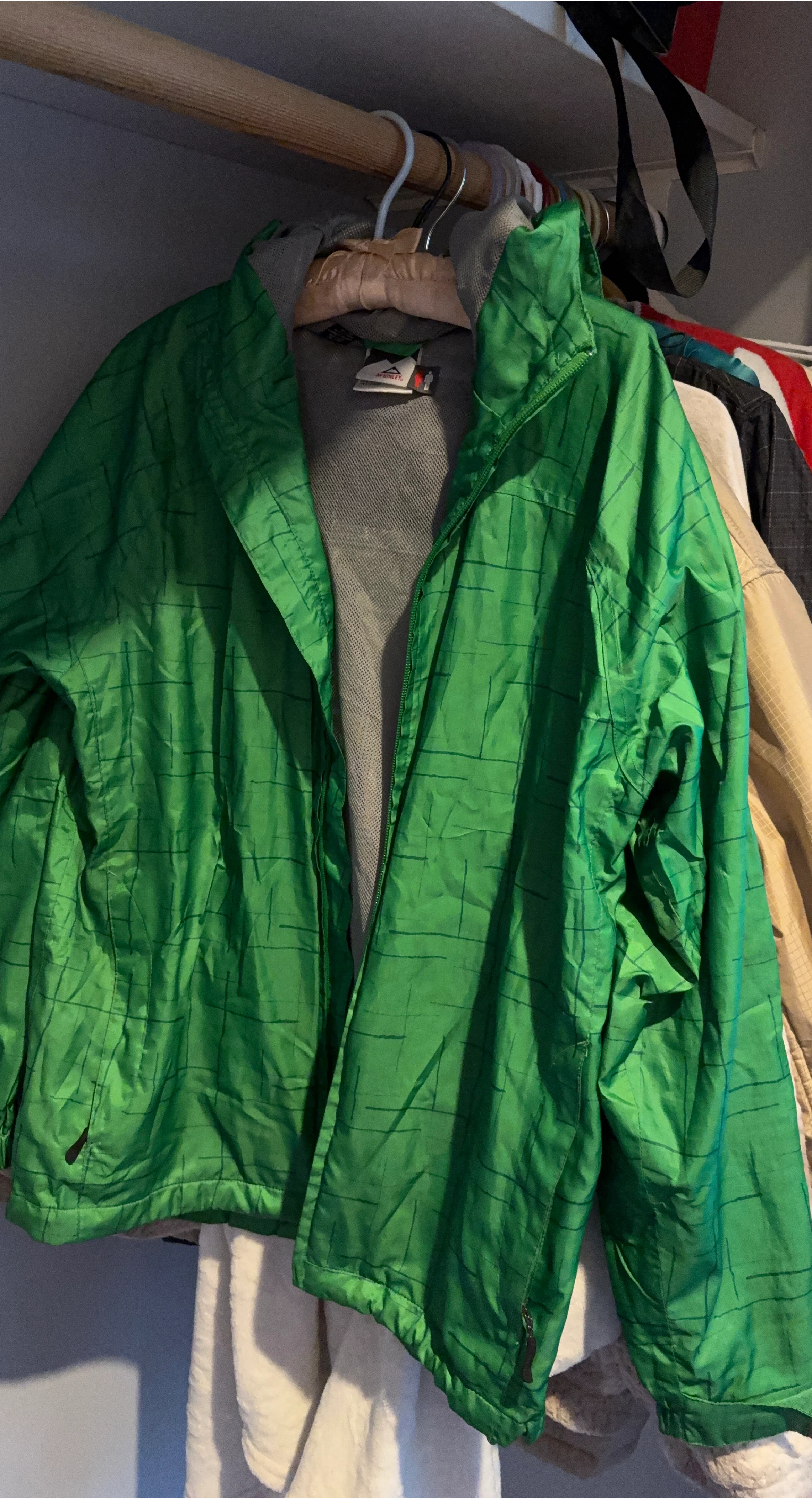 McKinley Green Grid Pattern Windbreaker Jacket
