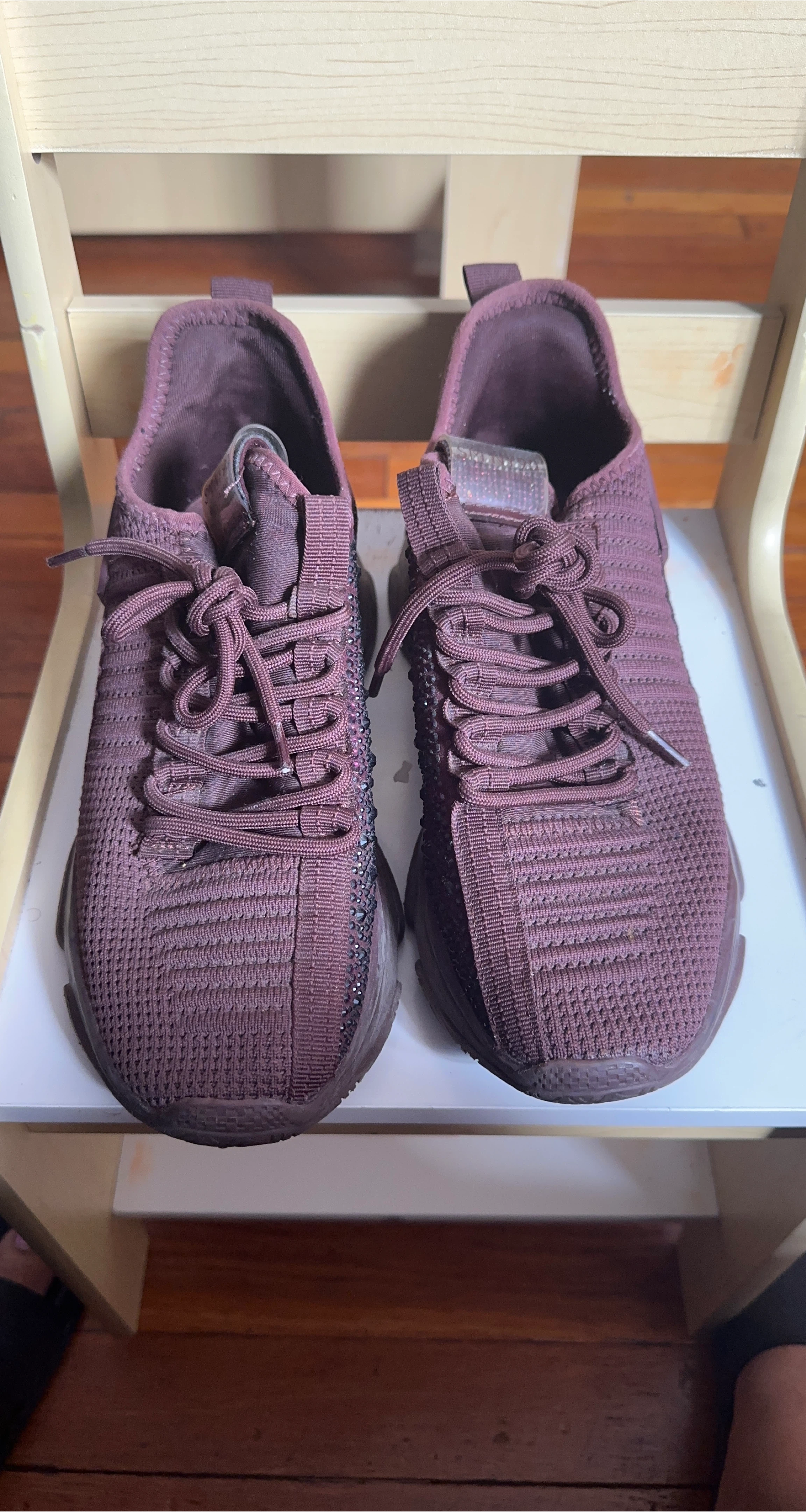 Steve Madden Burgundy Rhinestone Athletic Sneakers