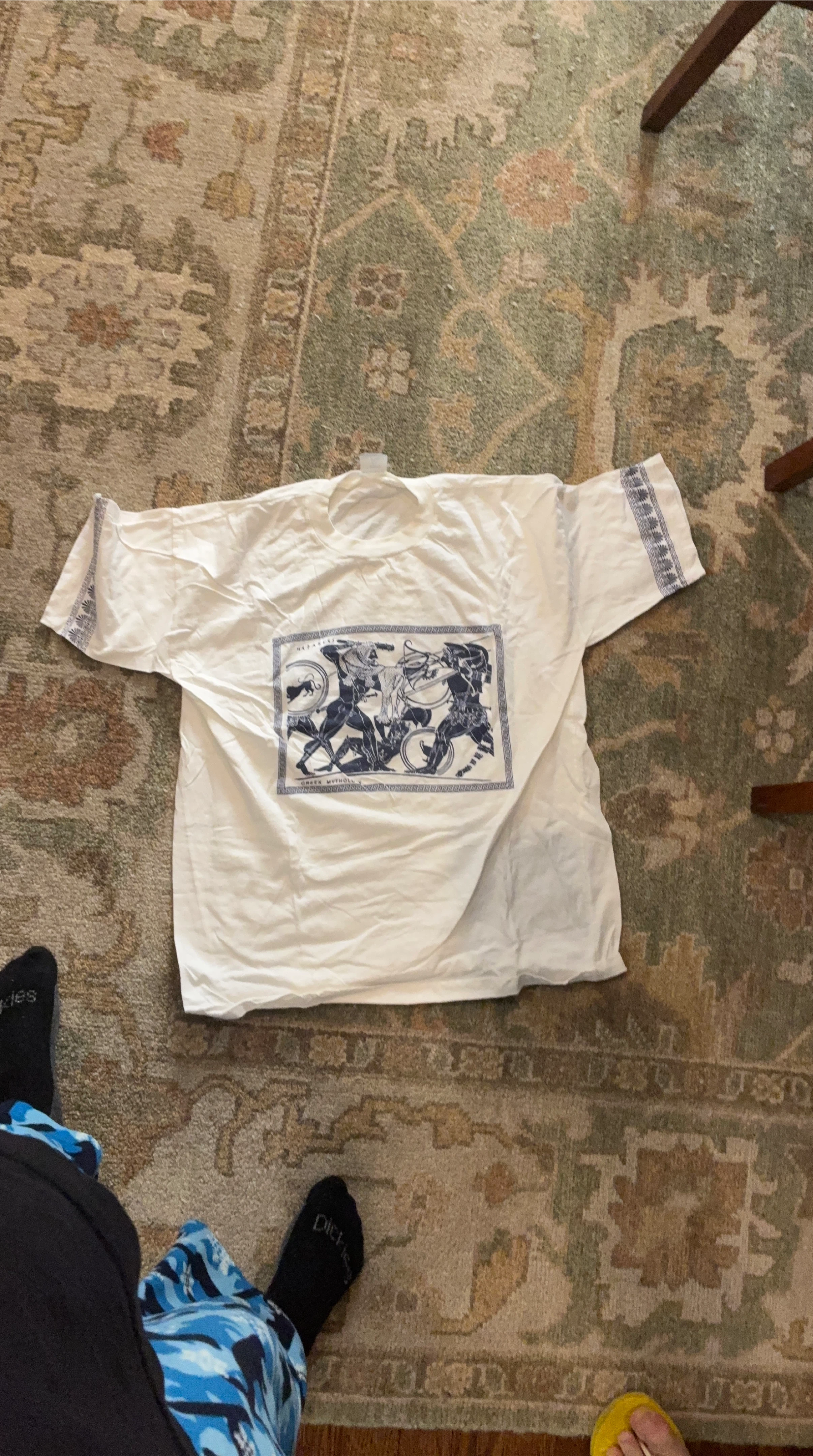 White T-Shirt with Greek Mythology Graphic