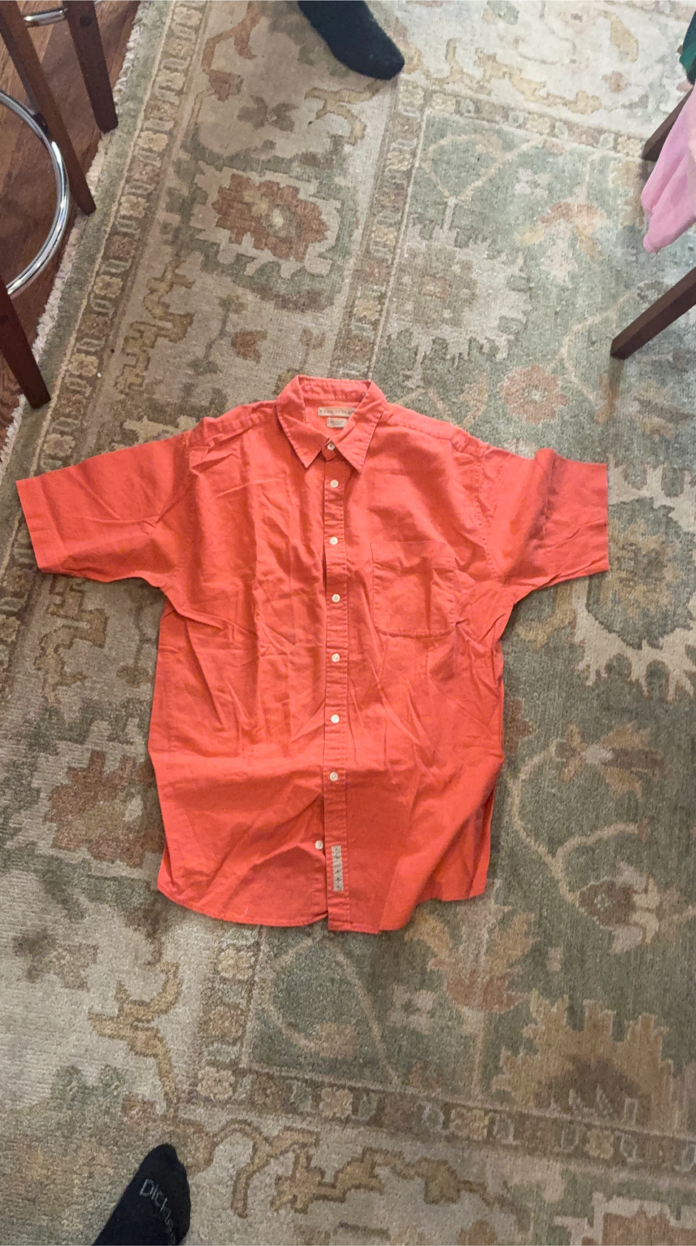 East Island Men's Short Sleeve Button-Down Shirt - Coral