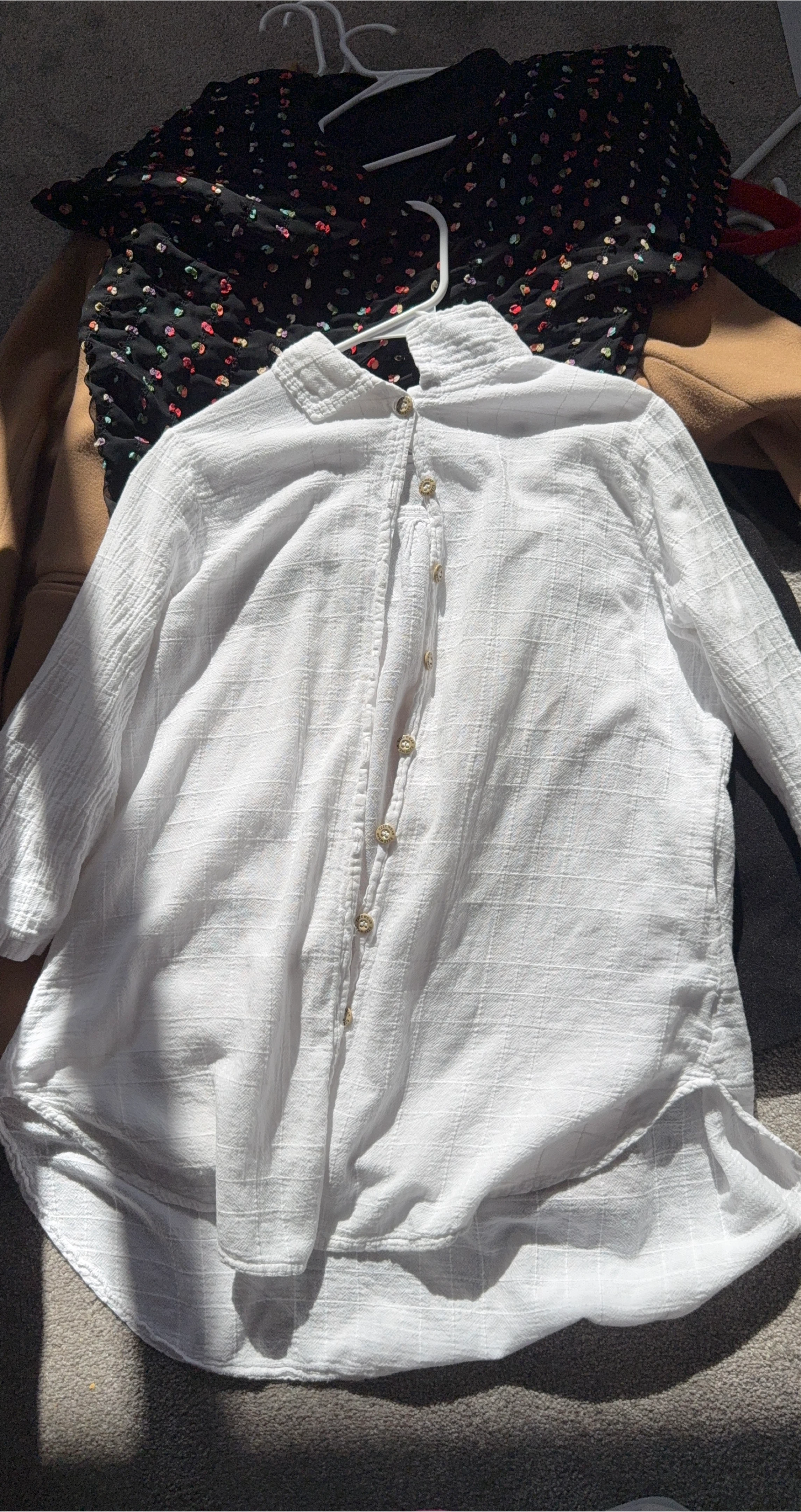 White Textured Button-Up Shirt