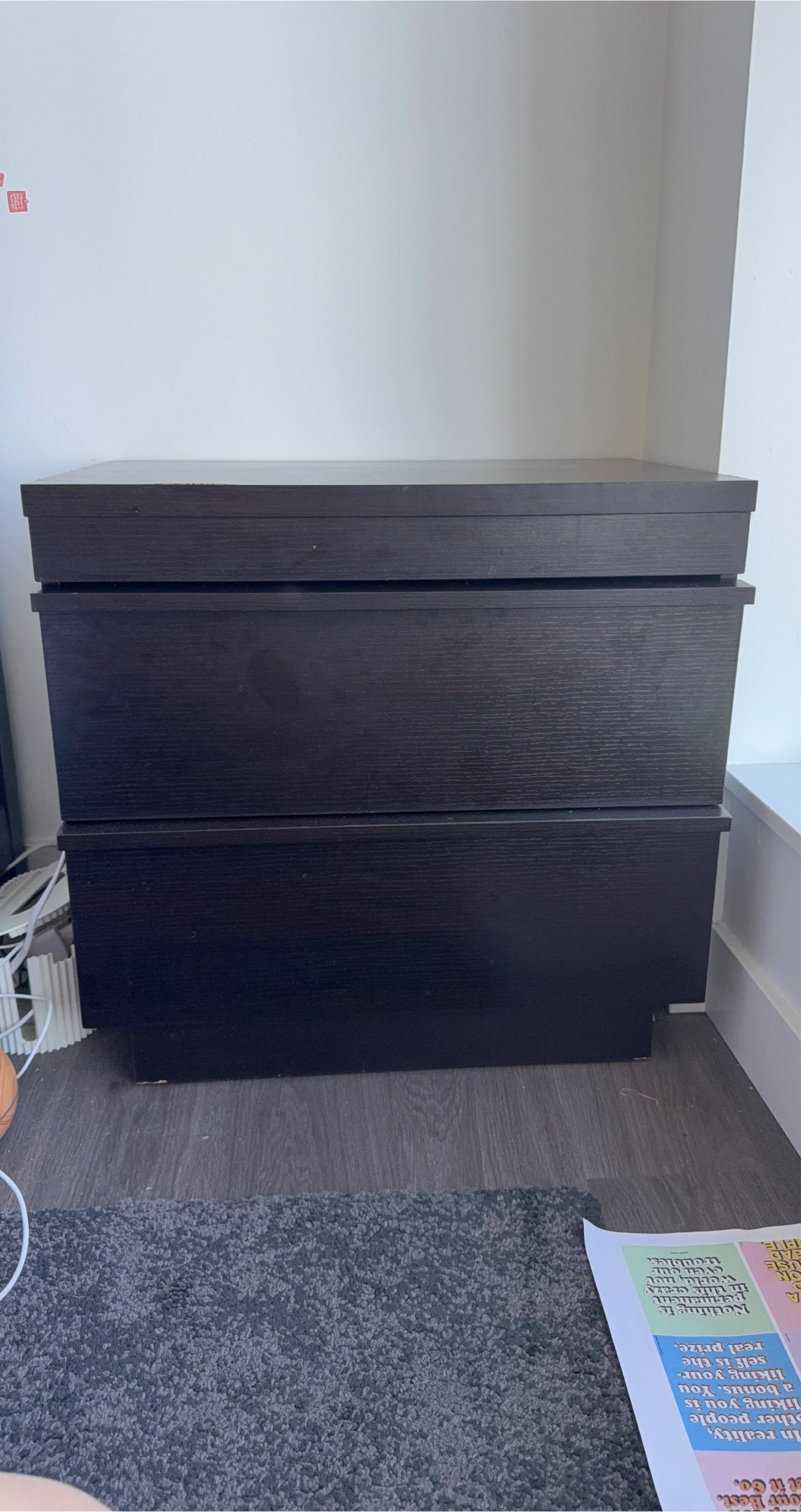 Dark Brown 2-Drawer Dresser