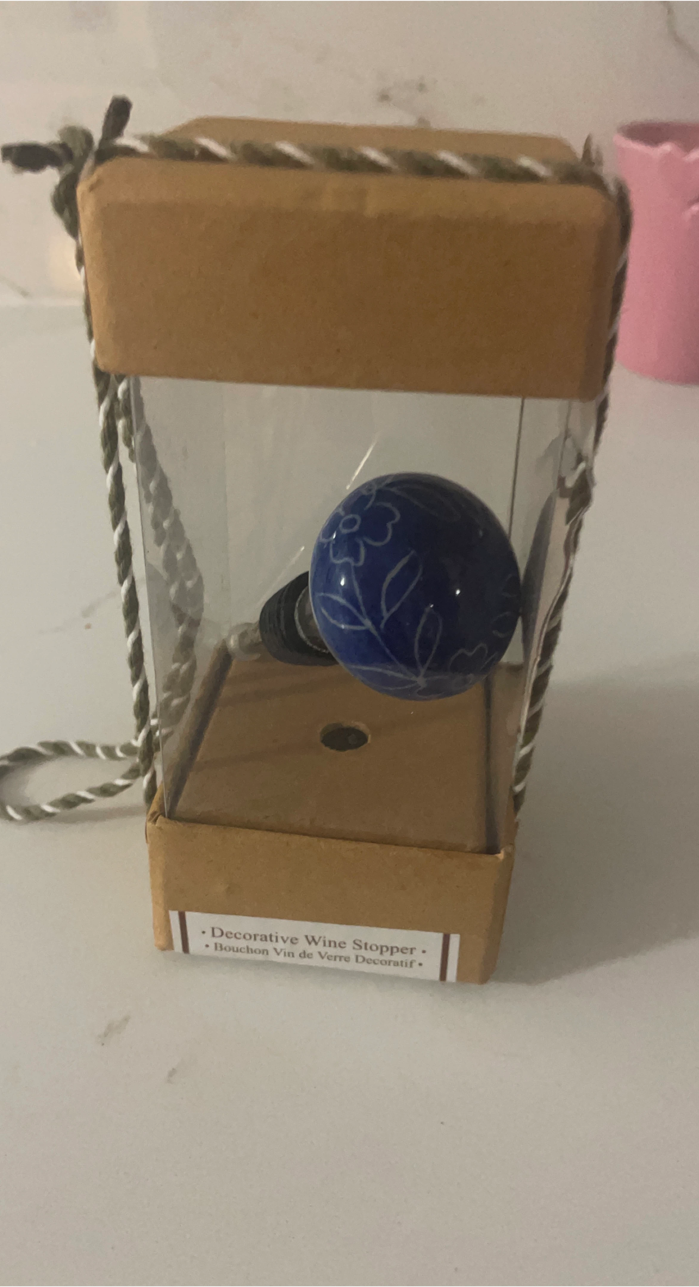 Decorative Blue Floral Wine Stopper