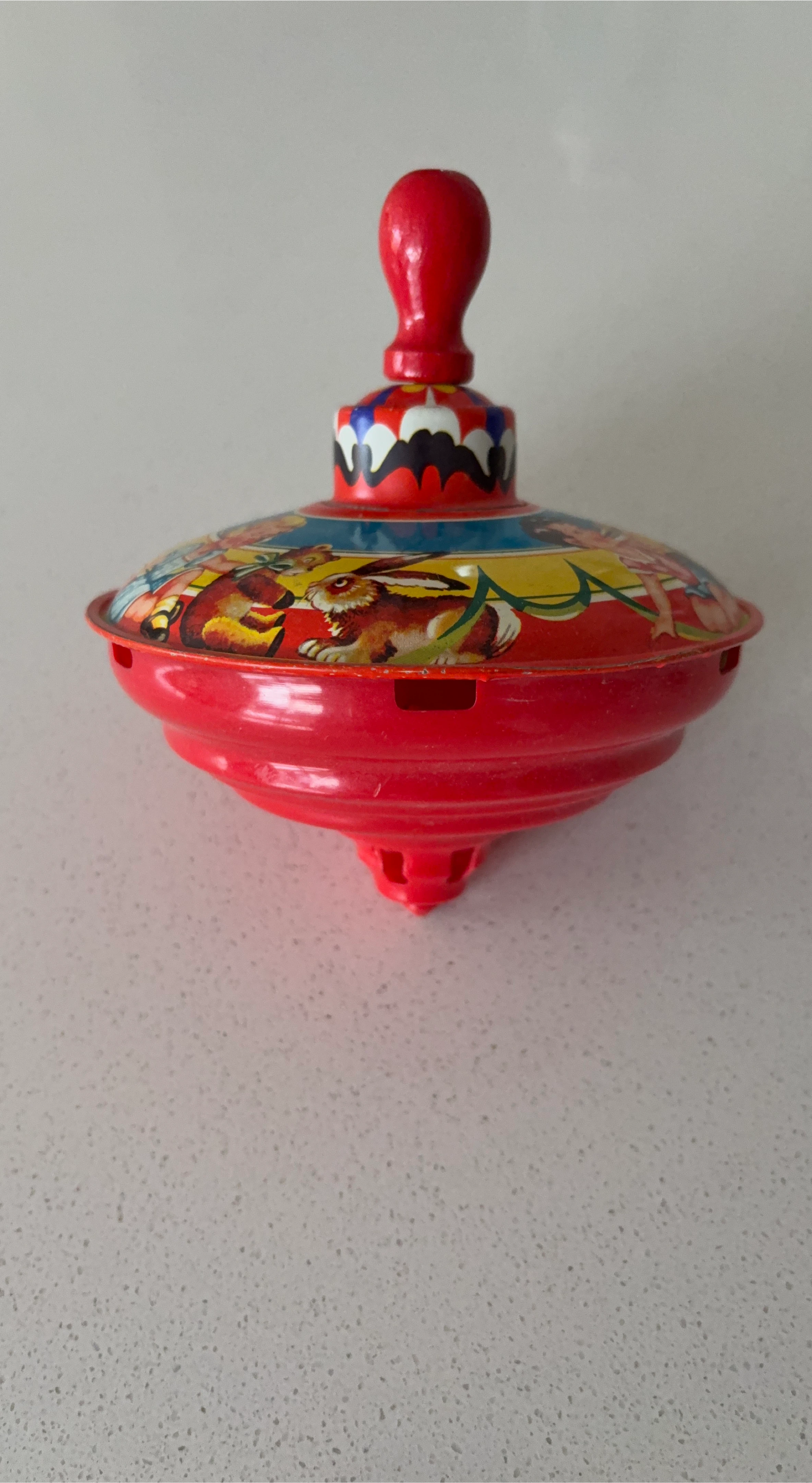 Vintage Tin Litho Spinning Top Toy