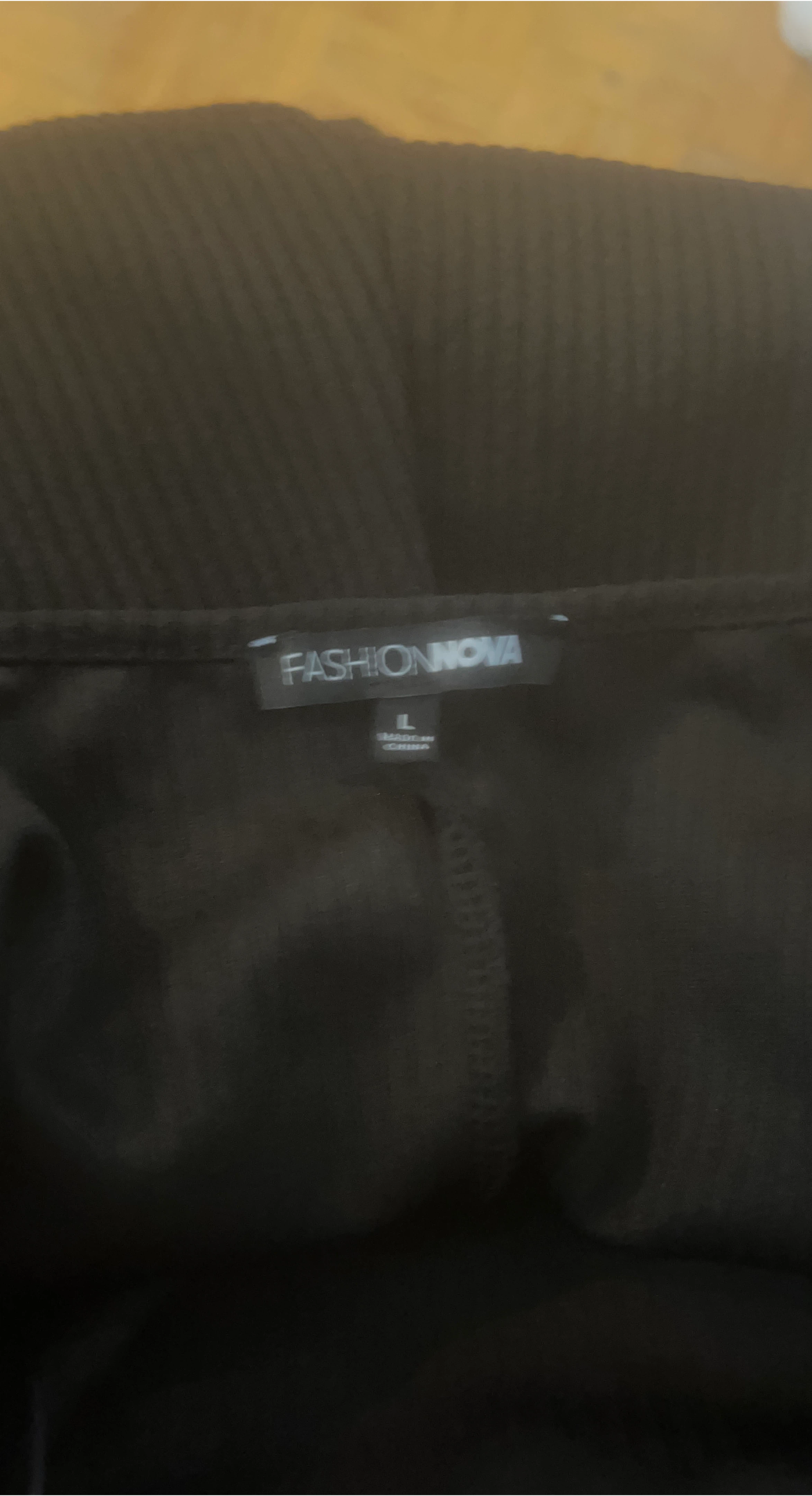 Fashion Nova Black Ribbed Bodysuit - L