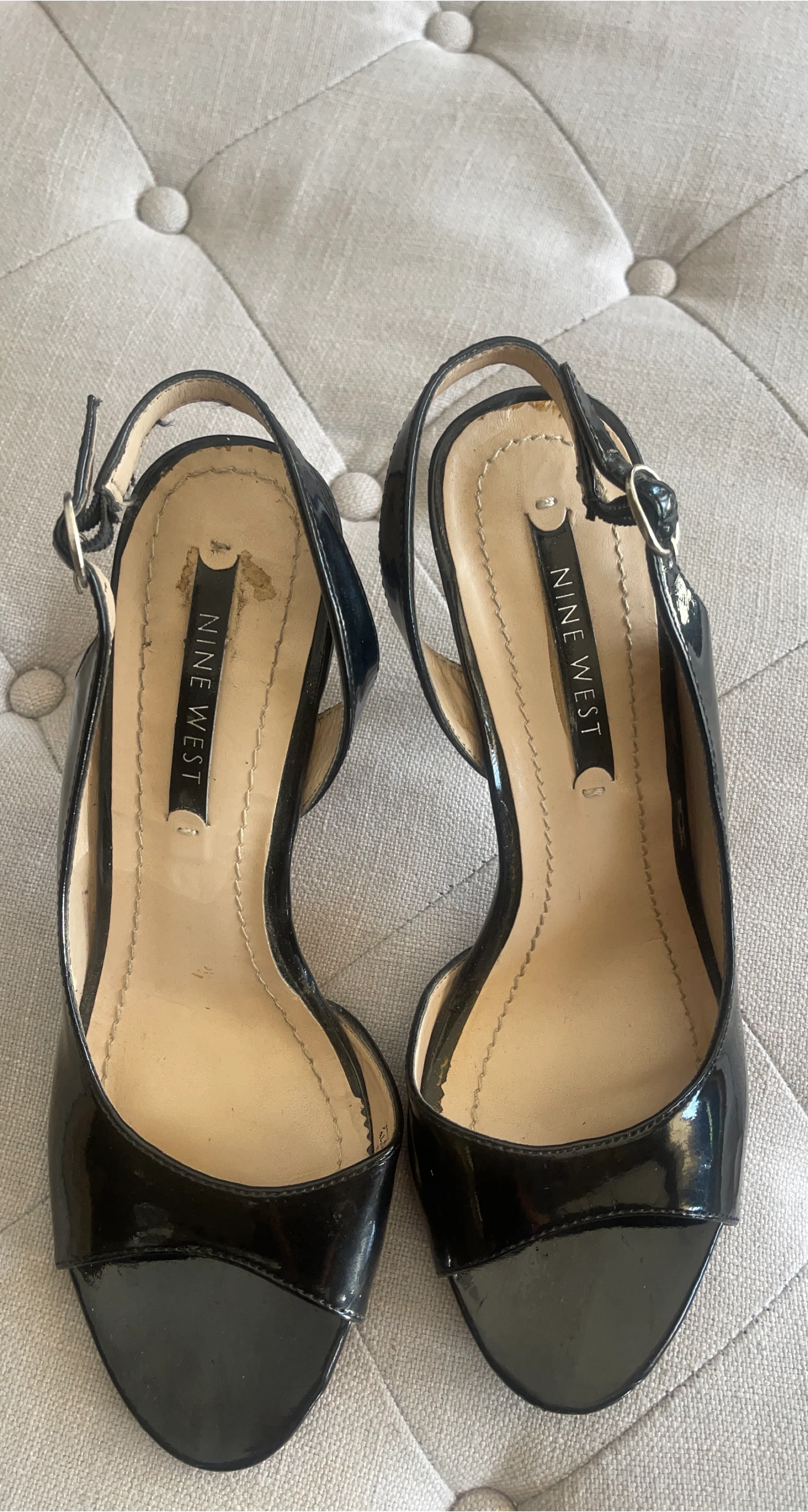 Nine West Black Patent Slingback Heels