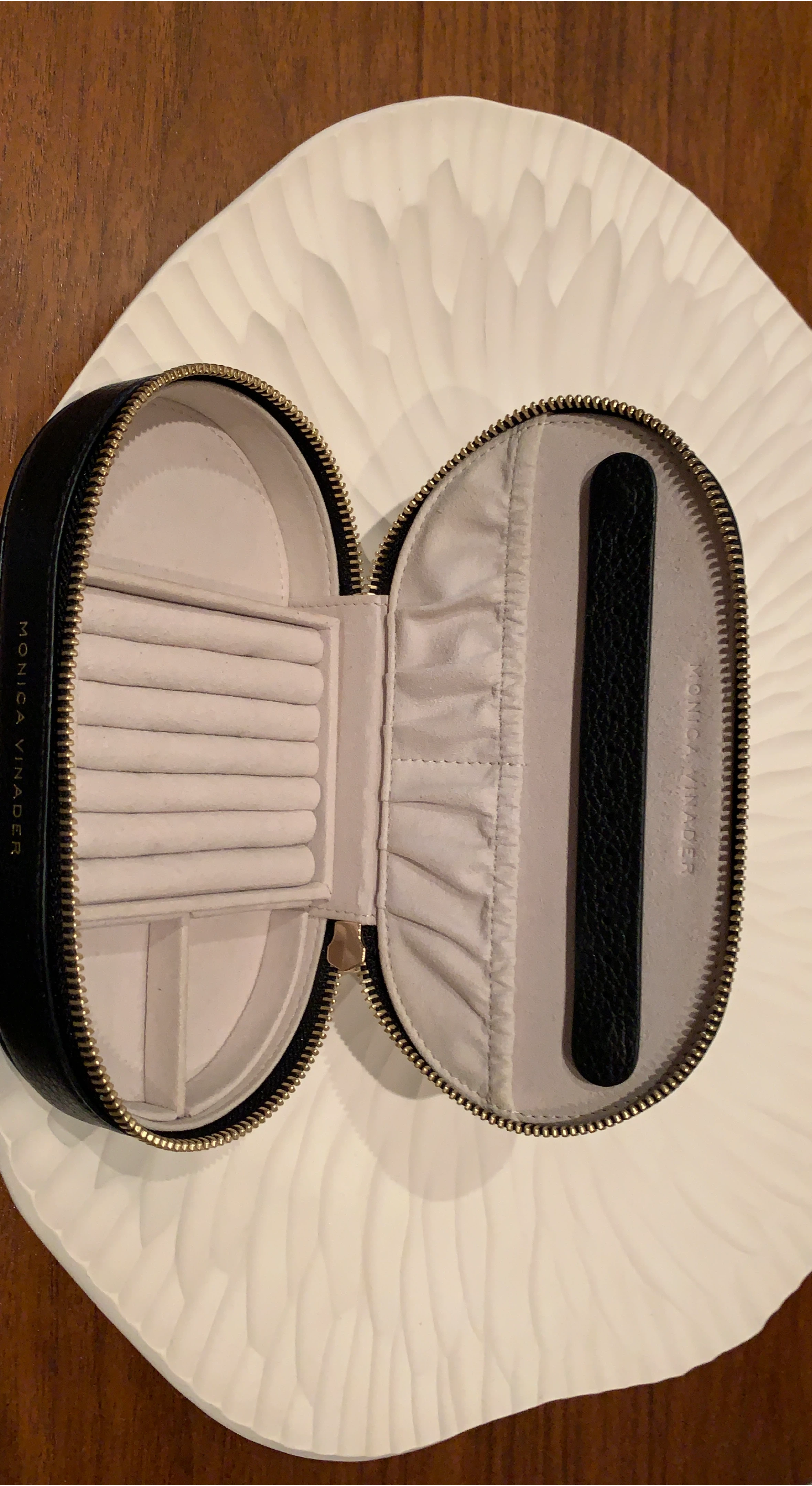 Monica Vinader Black Leather Jewelry Travel Case