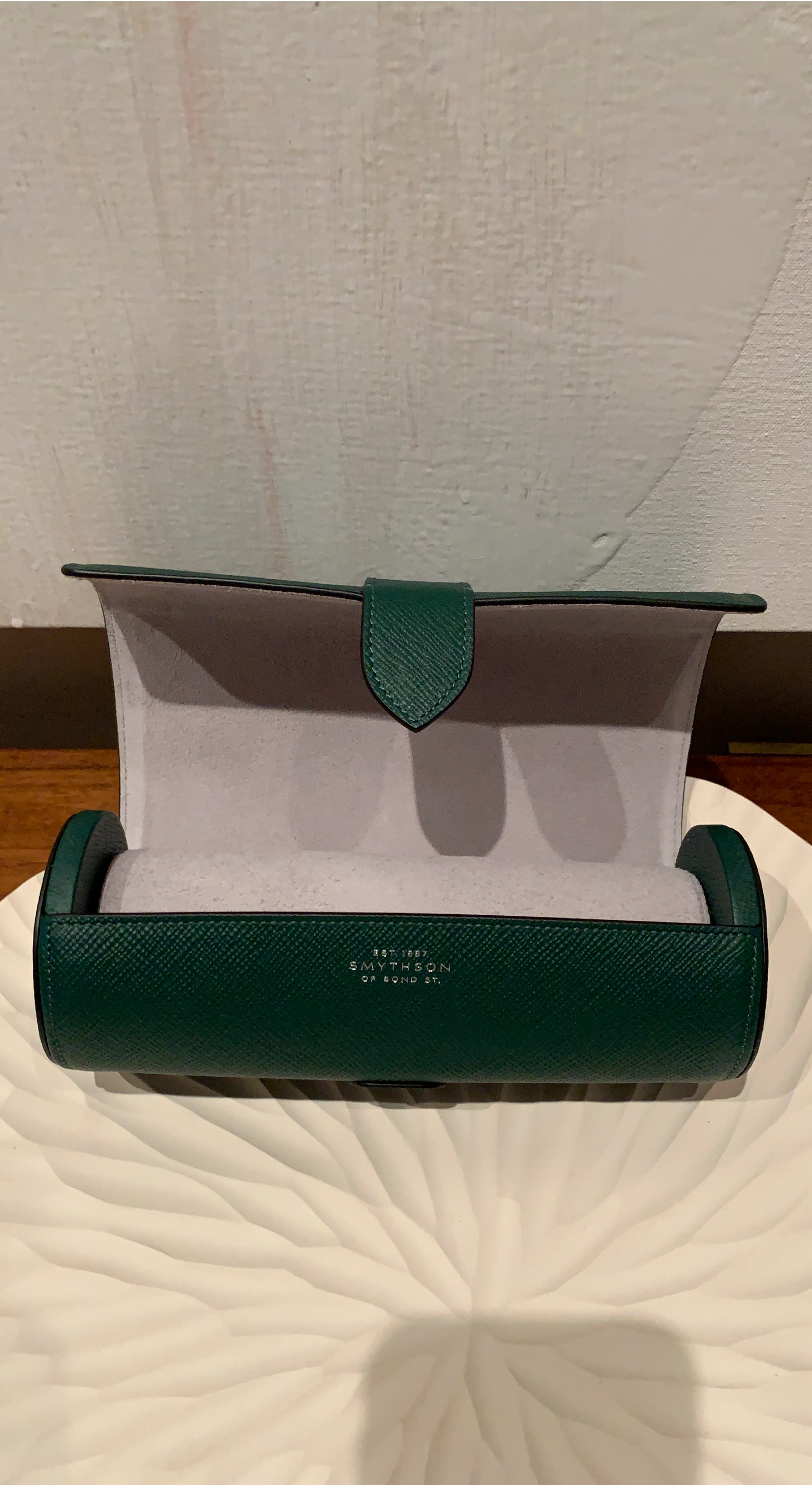 Smythson Green Leather Travel Watch Case