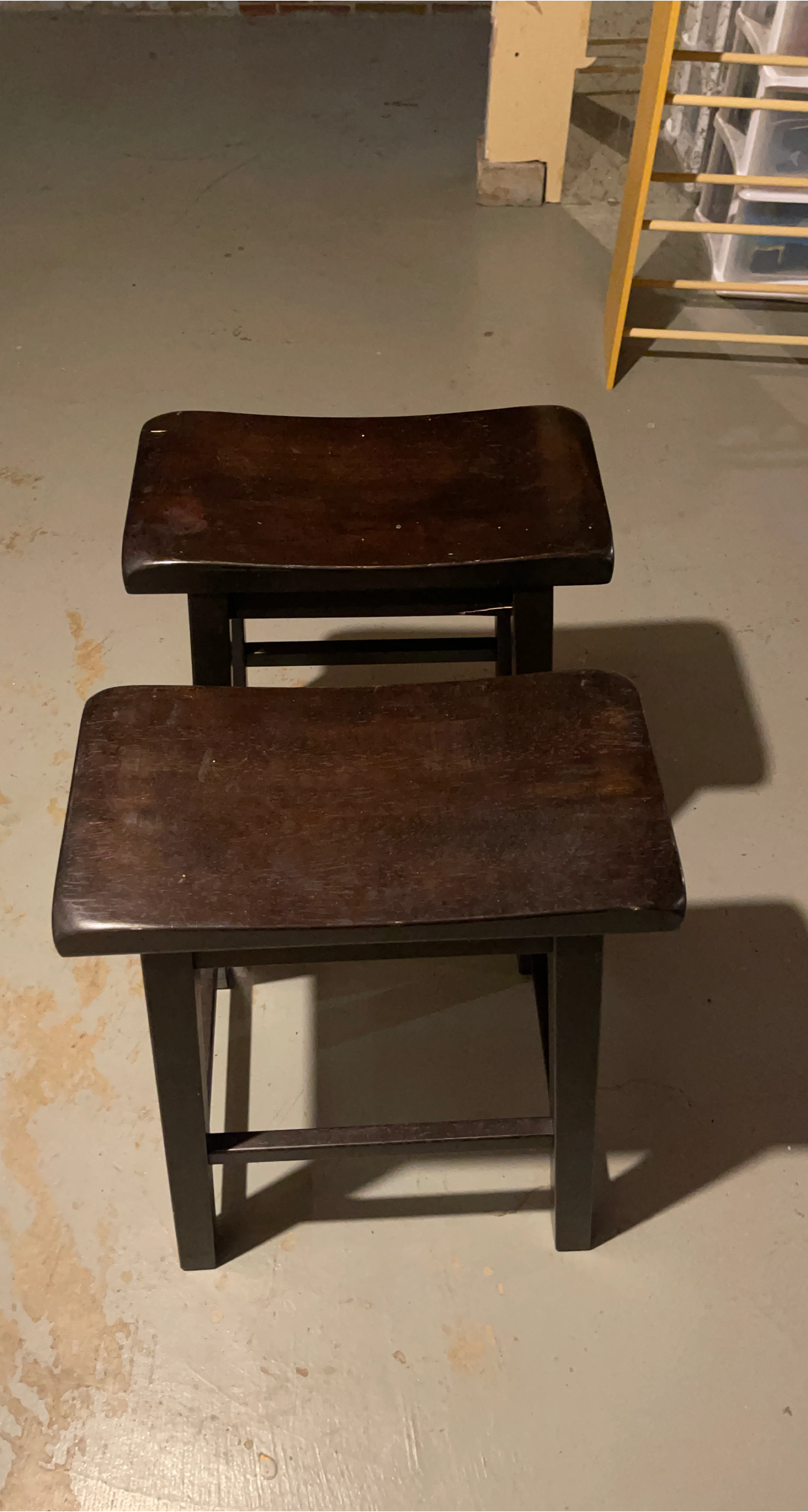 Set of 2 Dark Brown Wooden Bar Stools