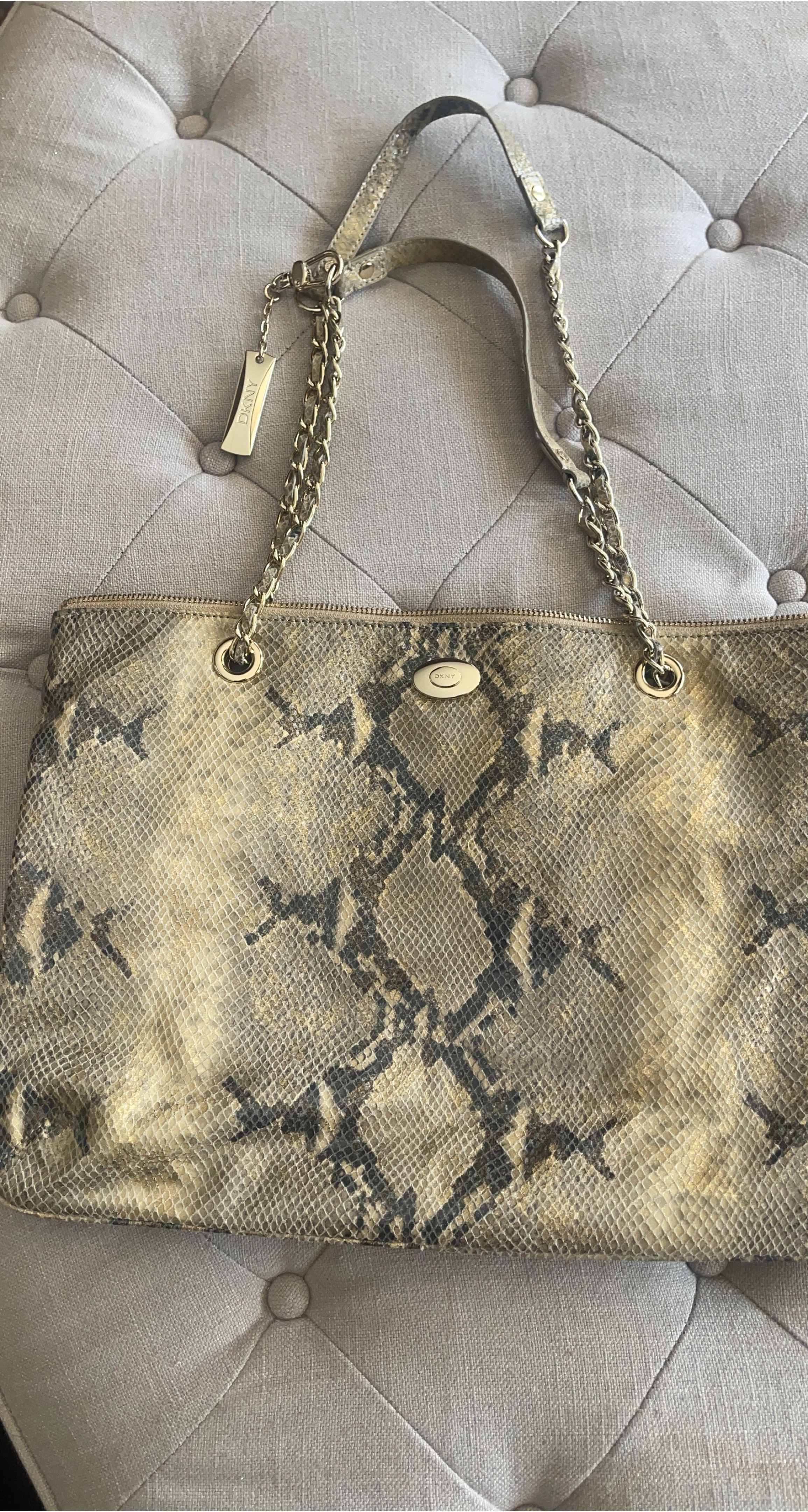 DKNY Snakeskin Print Shoulder Bag