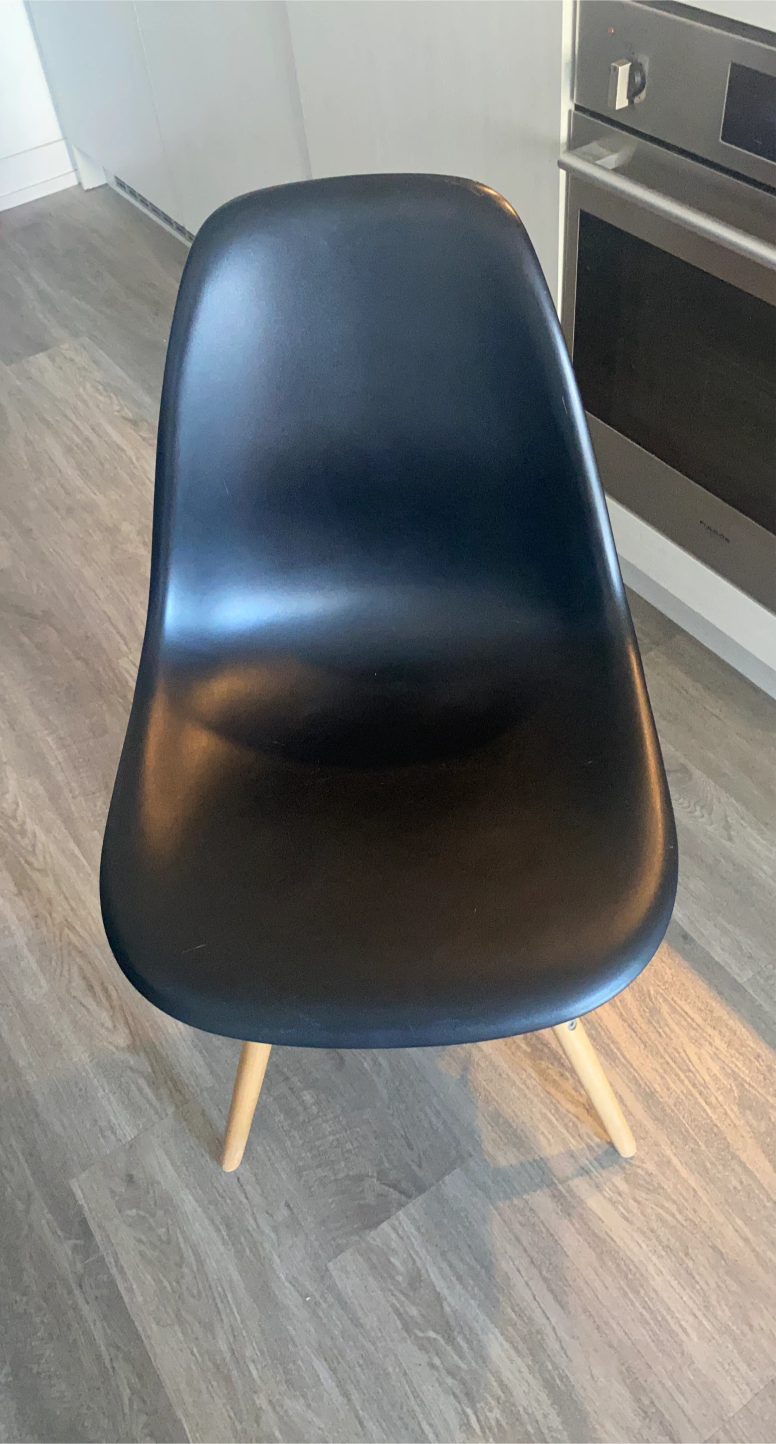 Black Dining Chair with Wooden Legs