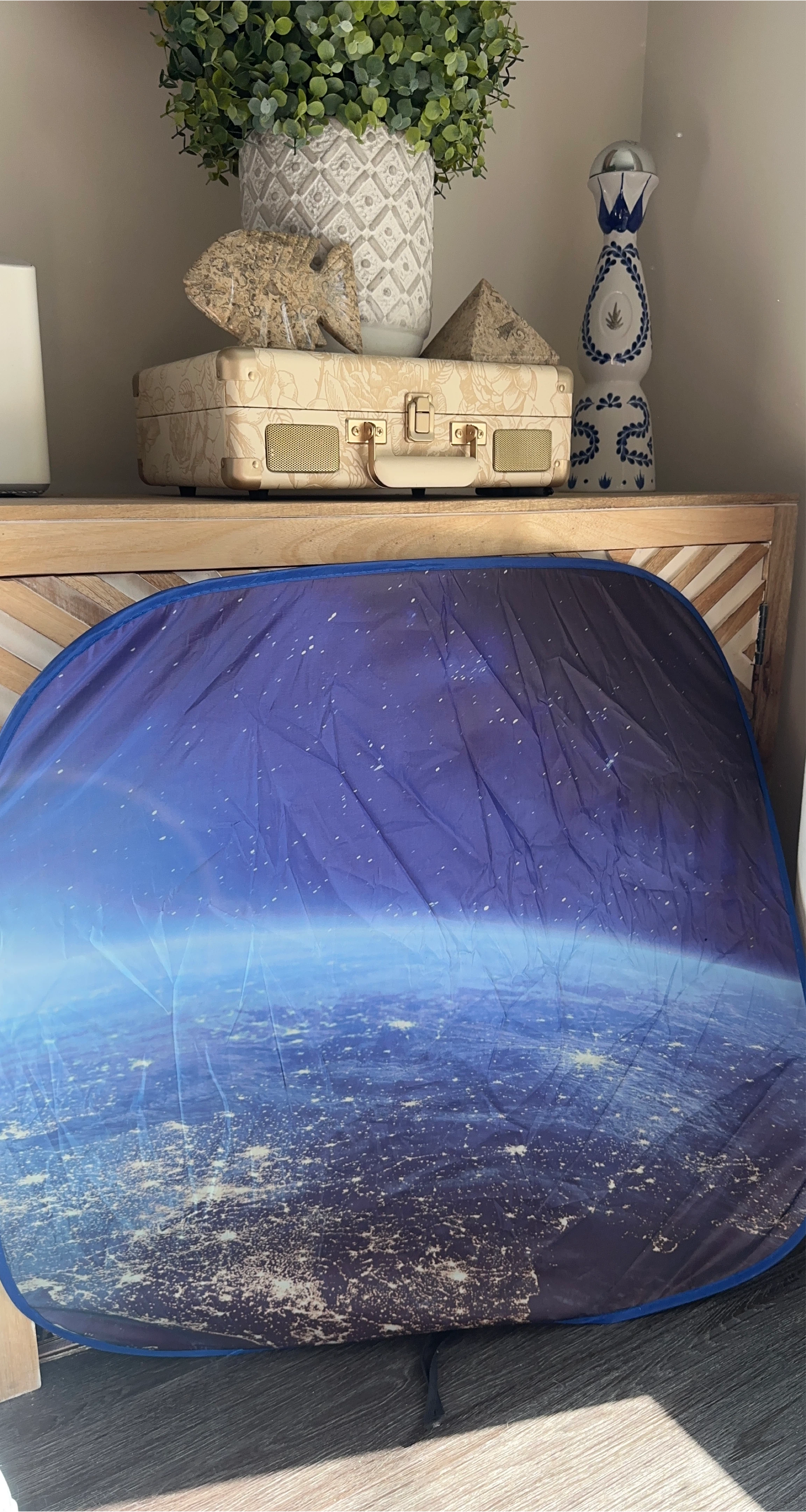 Car Sunshade with Earth Night Sky Design