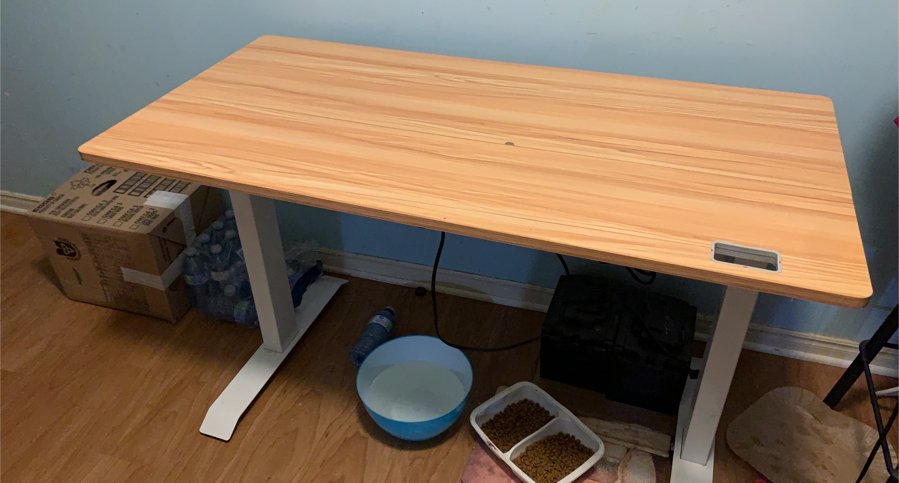 Adjustable Standing Desk with Wood-Grain Finish