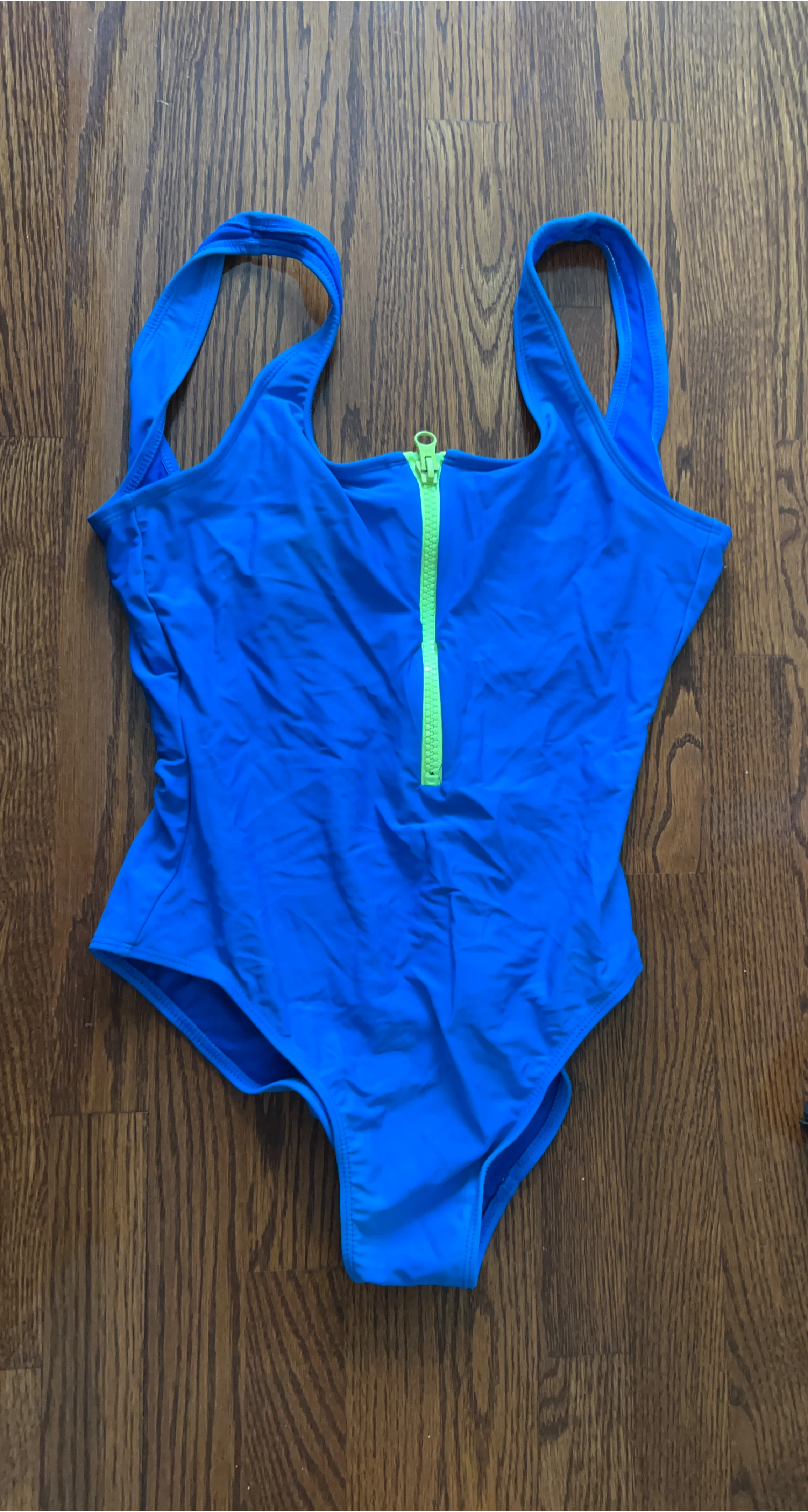 Blue One-Piece Swimsuit with Zipper