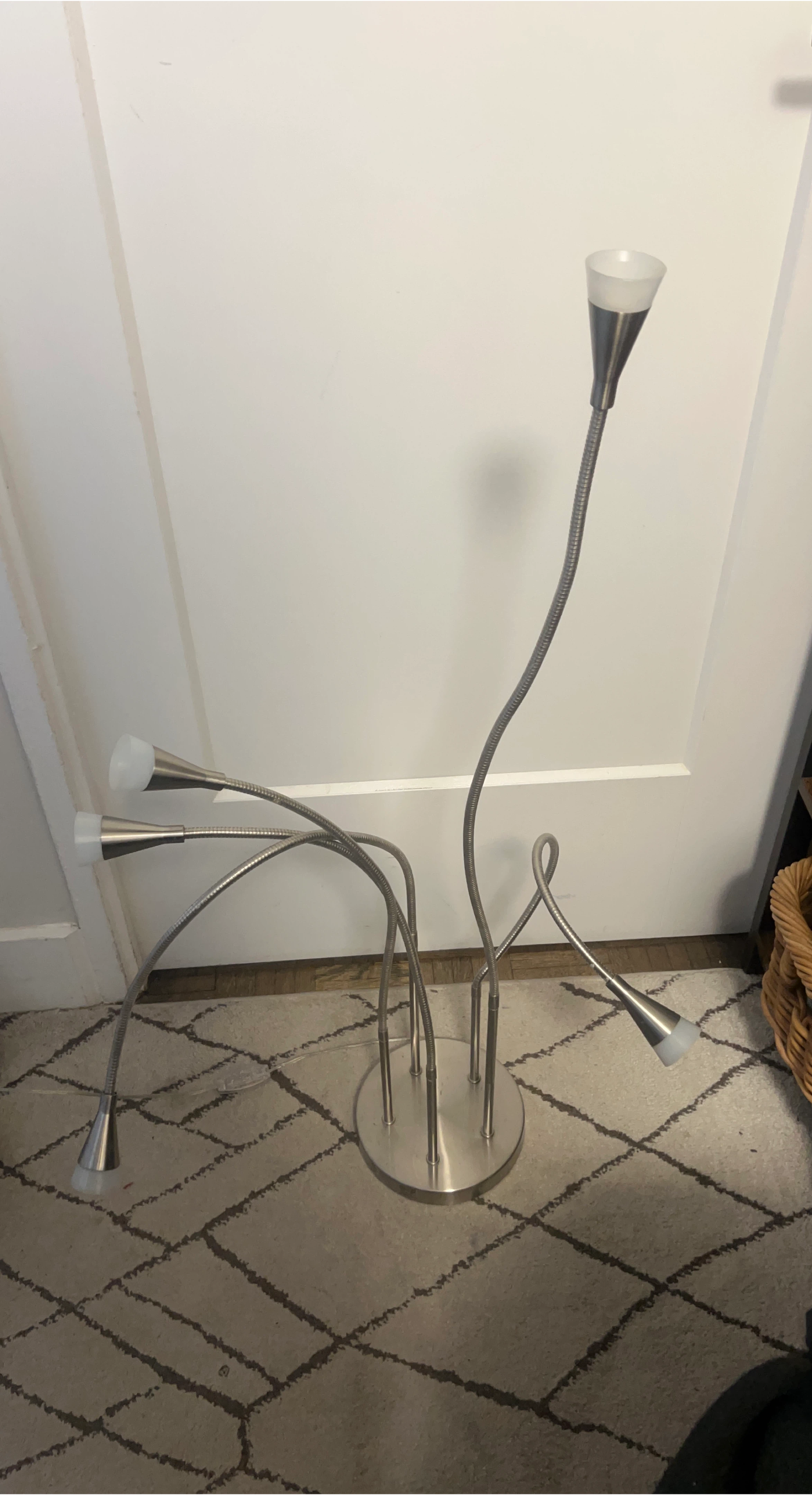 Ikea Silver Floor Lamp with 5 Flexible Gooseneck Lights