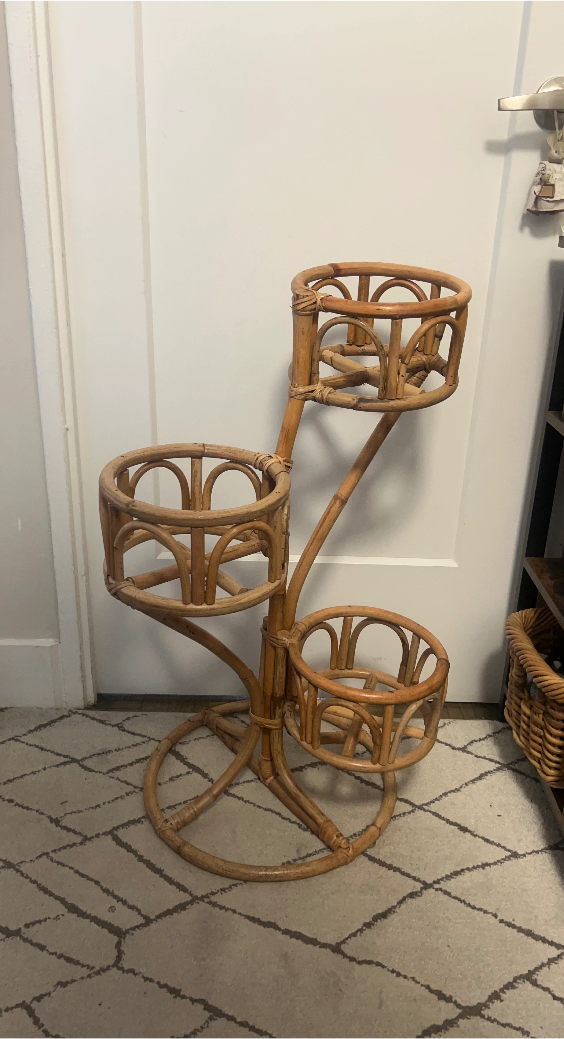 Vintage Rattan Plant Stand