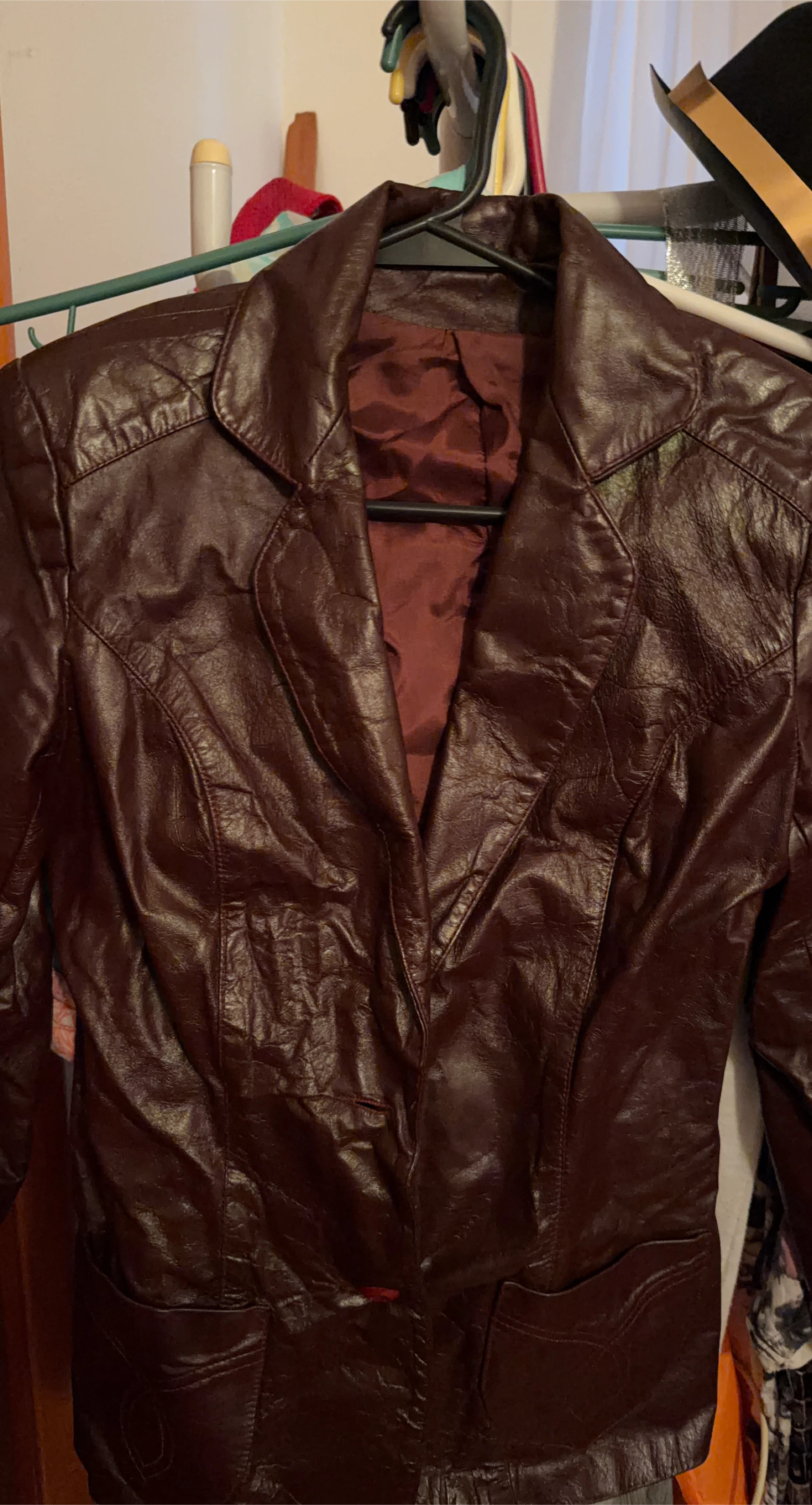 Women's Brown Leather Blazer