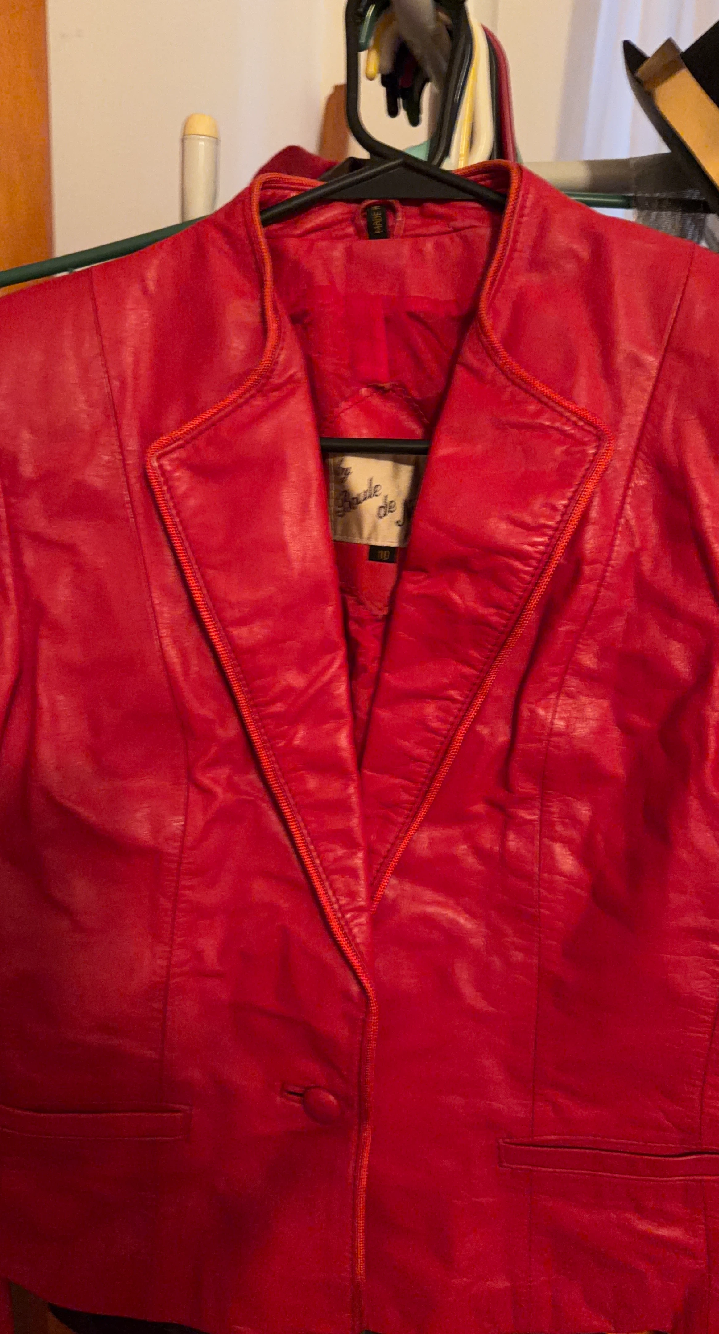 Red Leather Blazer Jacket