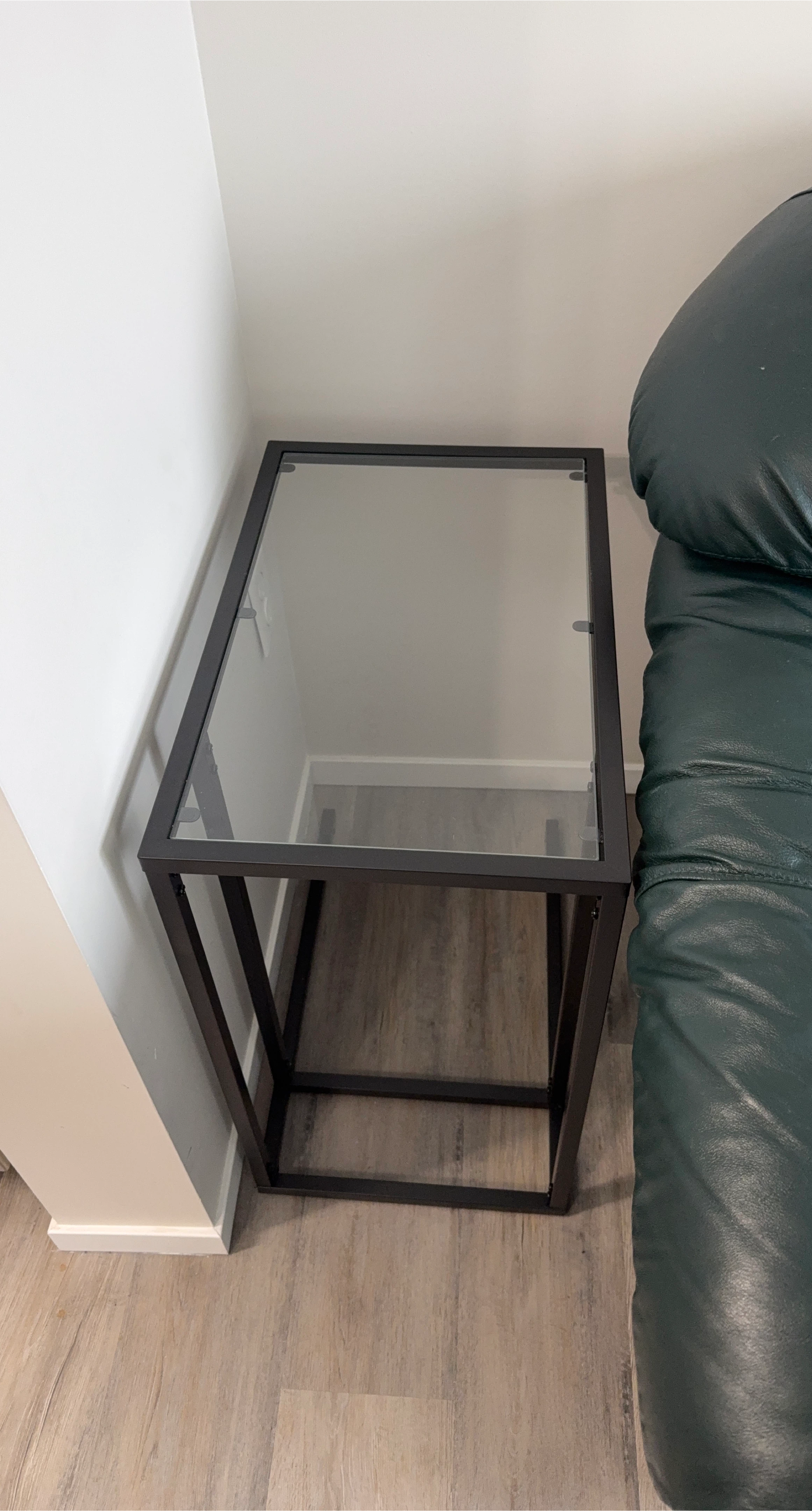 IKEA Black Metal and Glass End Table