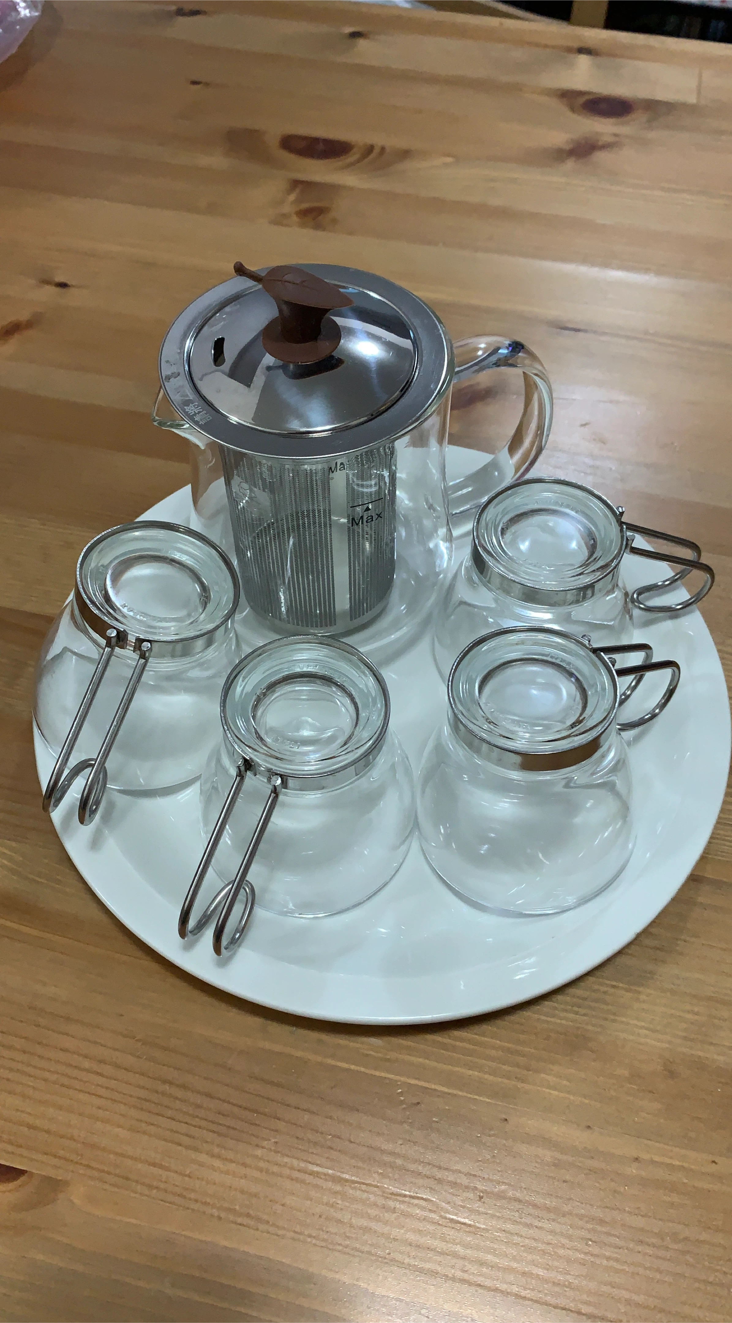 Glass Tea Set with 4 Cups and Infuser