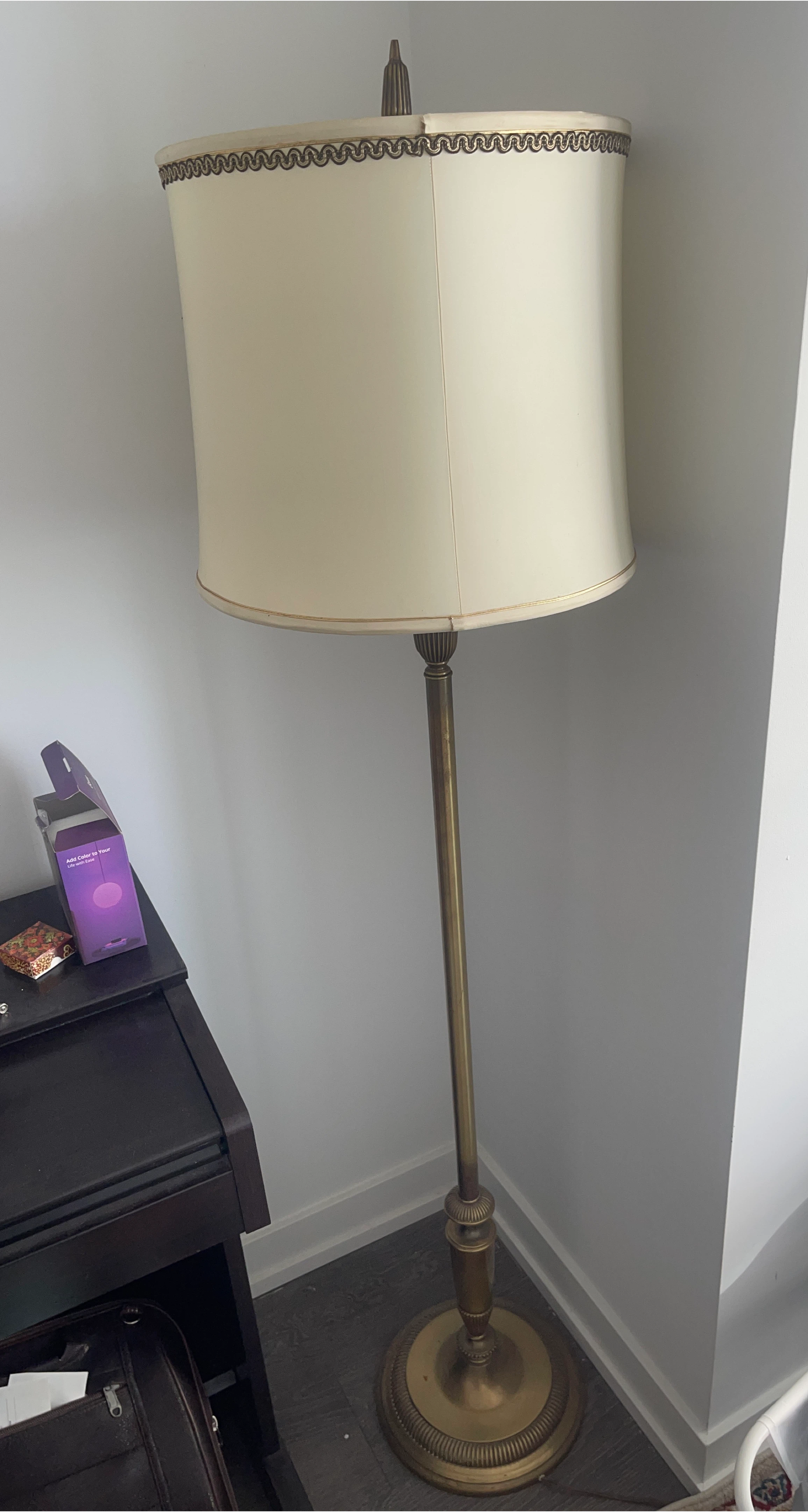 Cream Shade Floor Lamp with Brass Finish