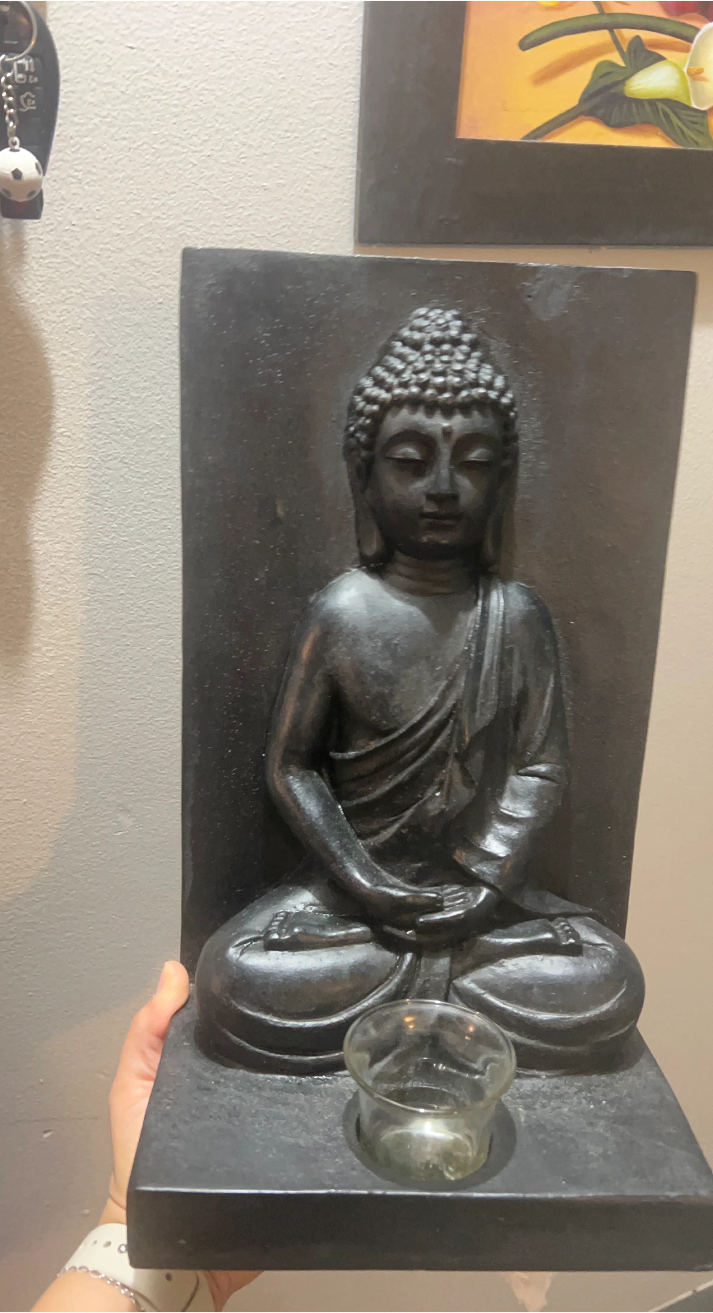 Meditating Buddha Statue with Tealight Holder
