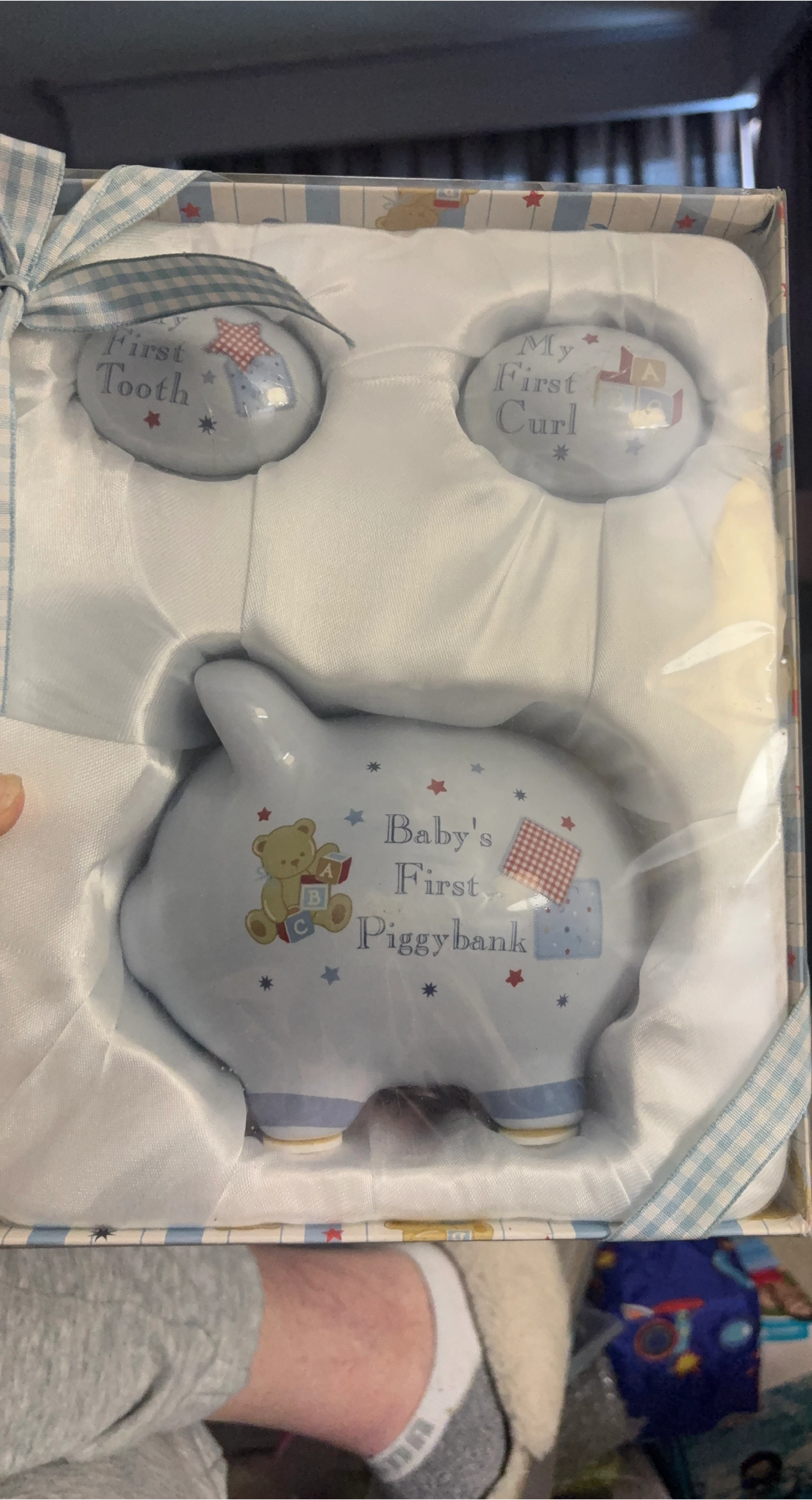 Baby's First Piggy Bank, Tooth & Curl Holder Set