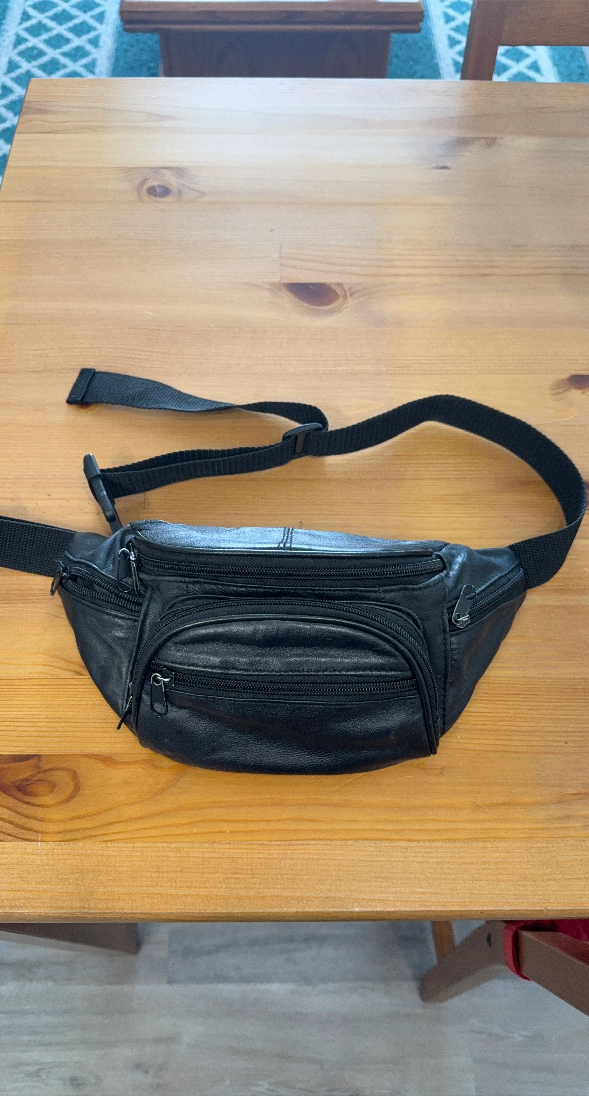 Black Leather Fanny Pack