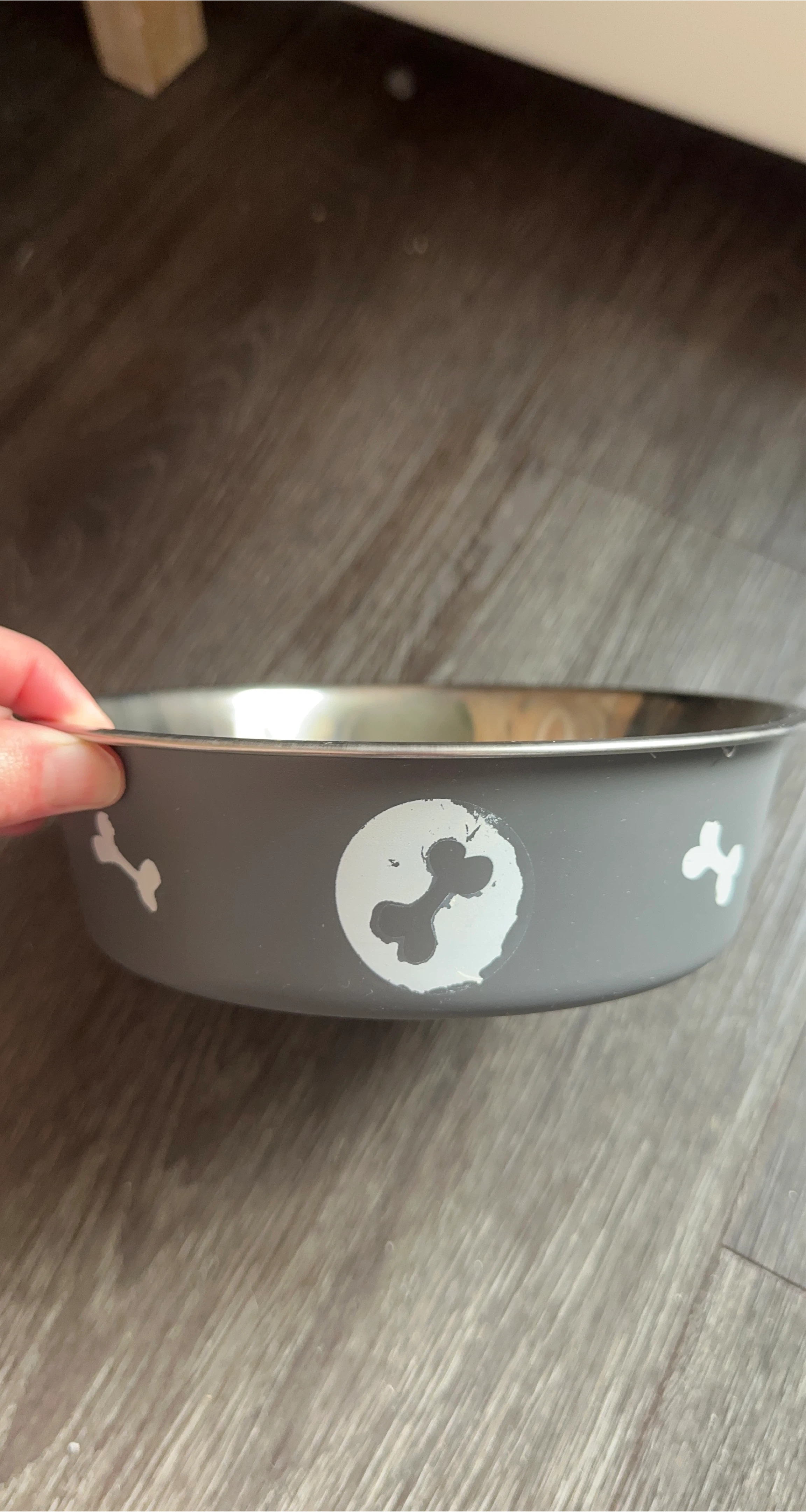 Pet Bowl - Grey with Bone Design