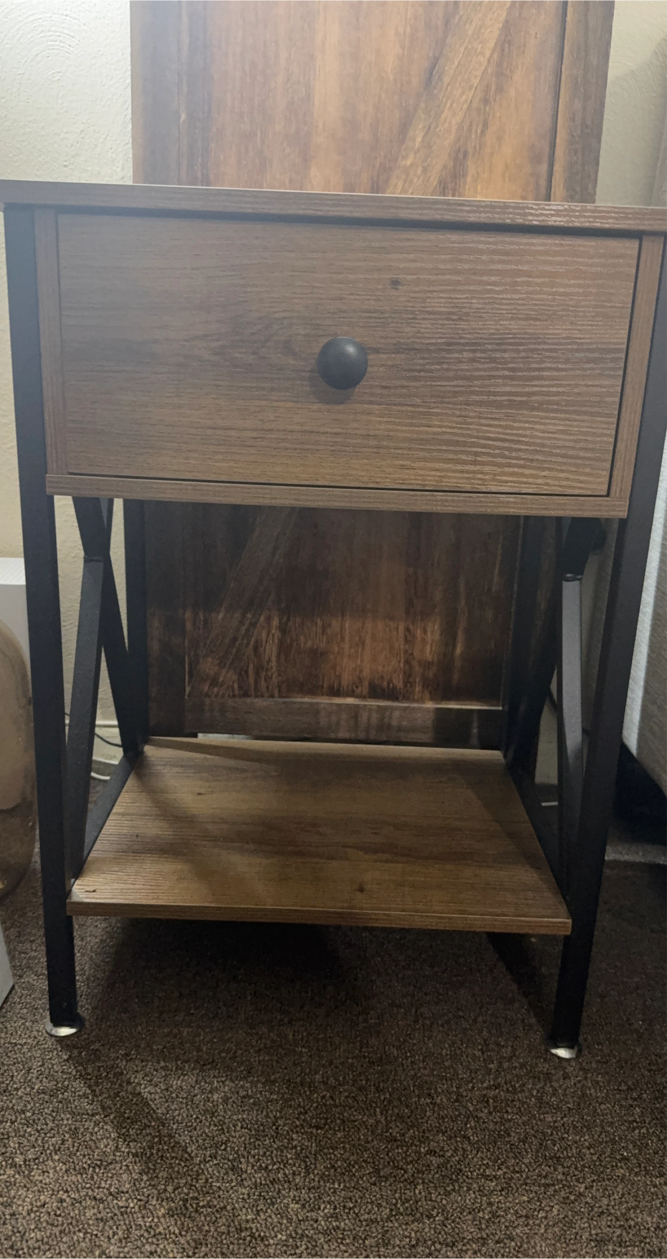 Rustic Wood Nightstand with Drawer