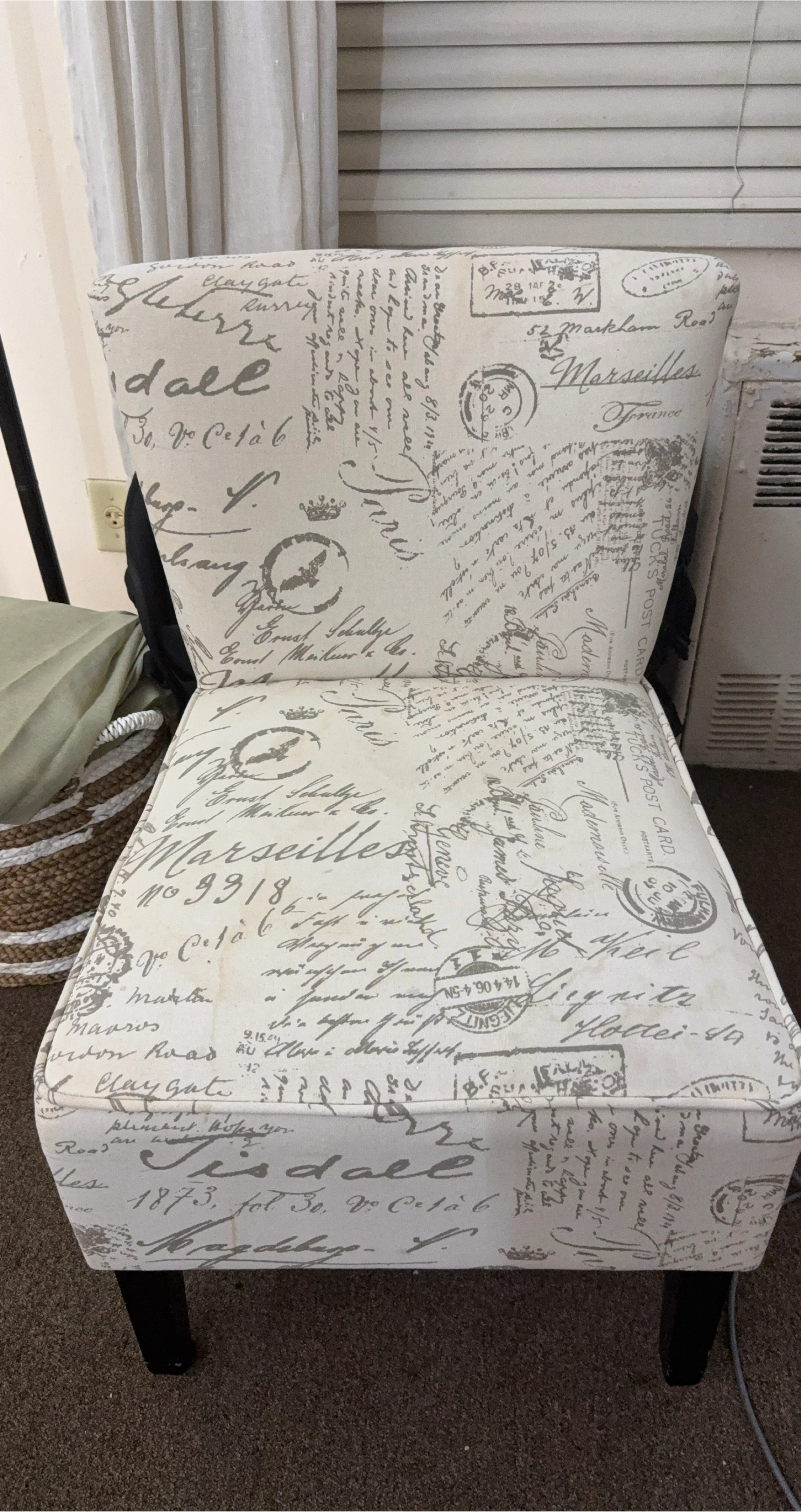 Accent Chair with French Postcard Print