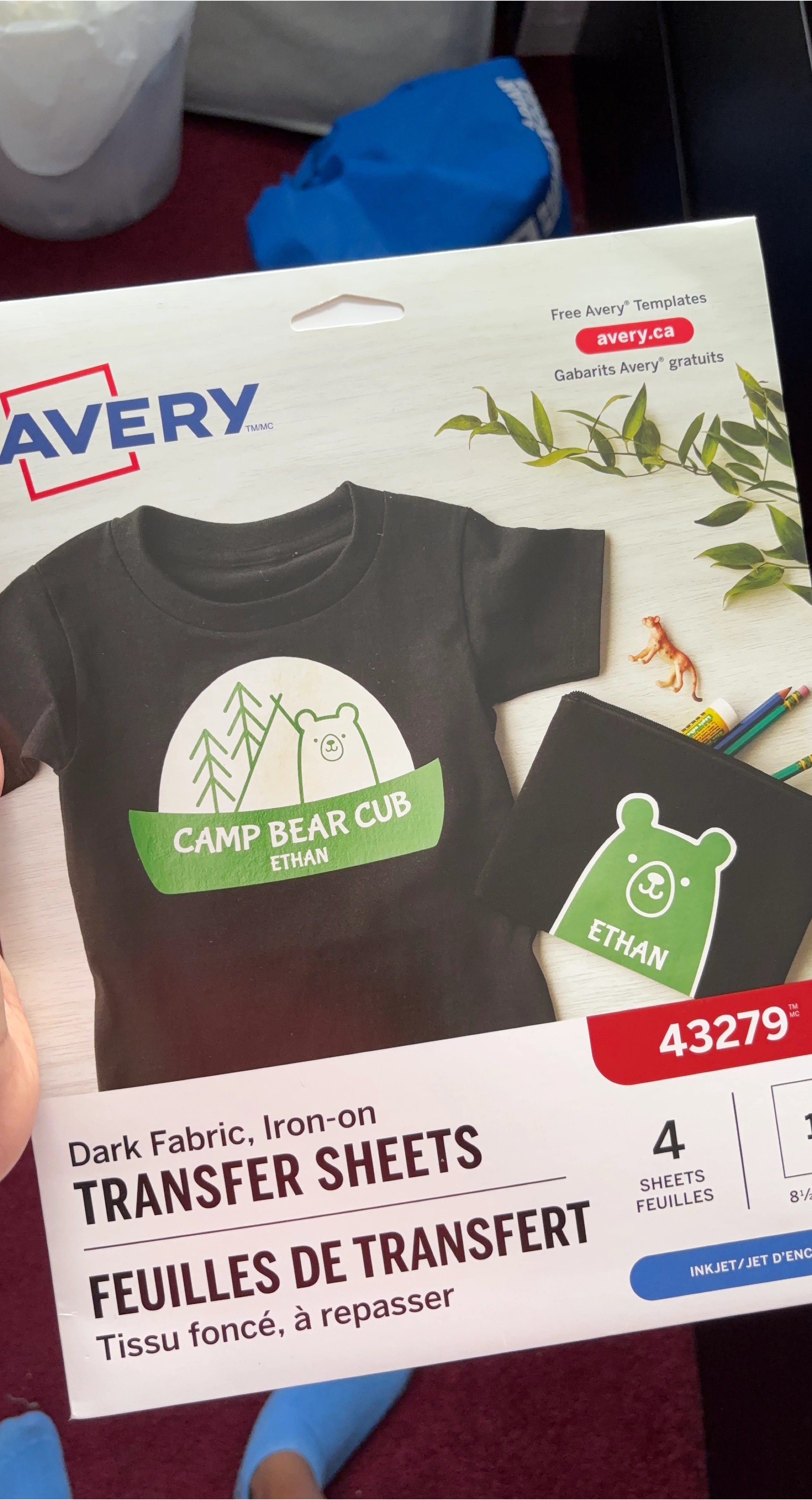 Avery Dark Fabric Iron-on Transfer Sheets 4 Pack