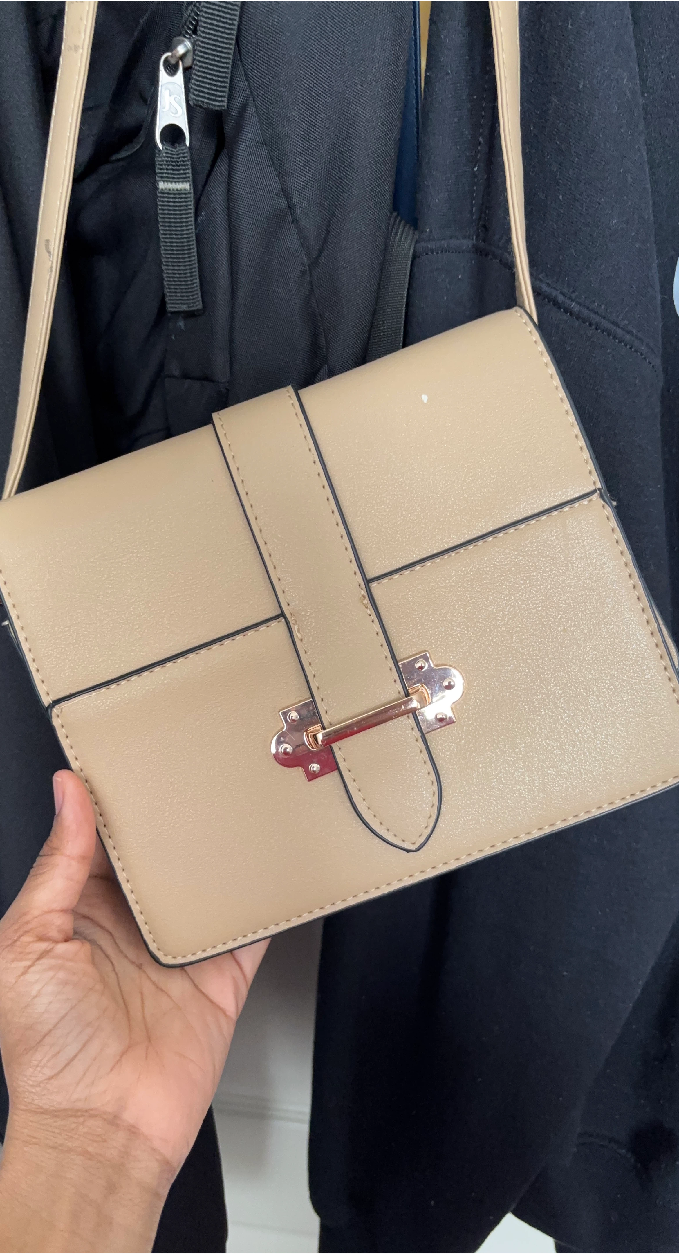 Tan Faux Leather Crossbody Bag