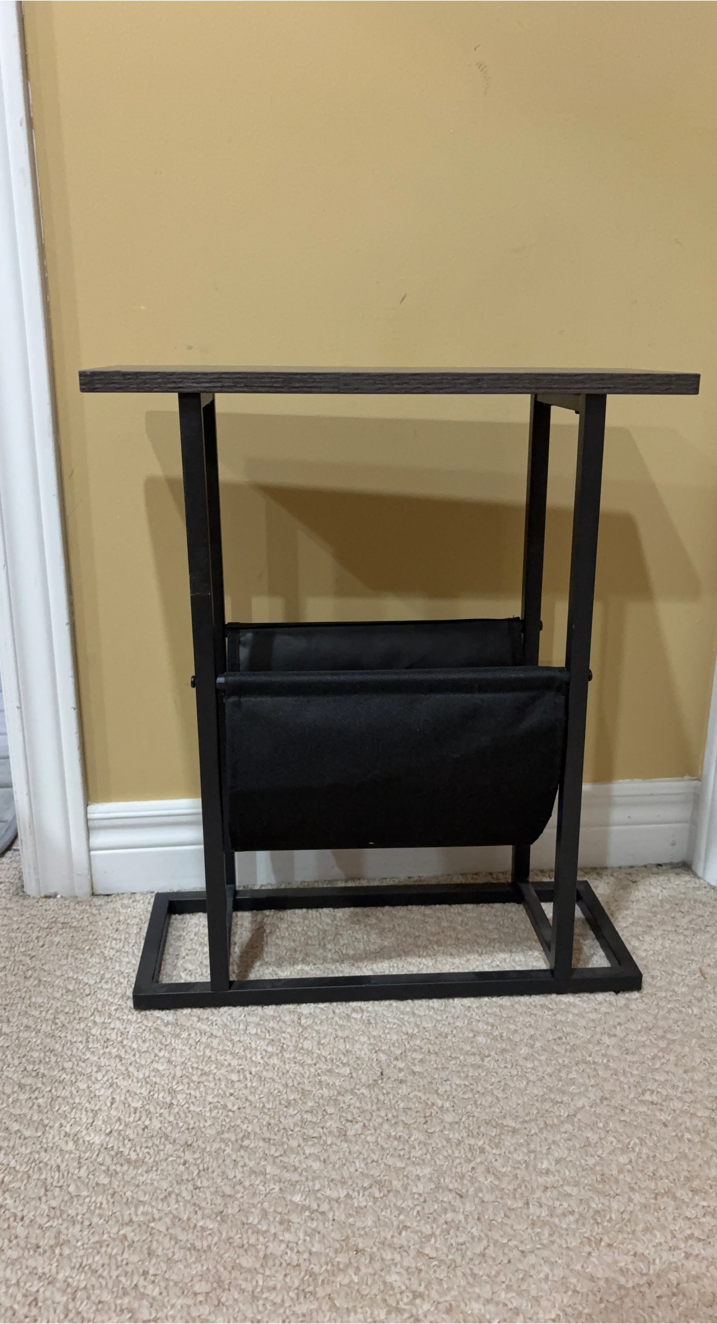 Black Metal Side Table with Magazine Rack