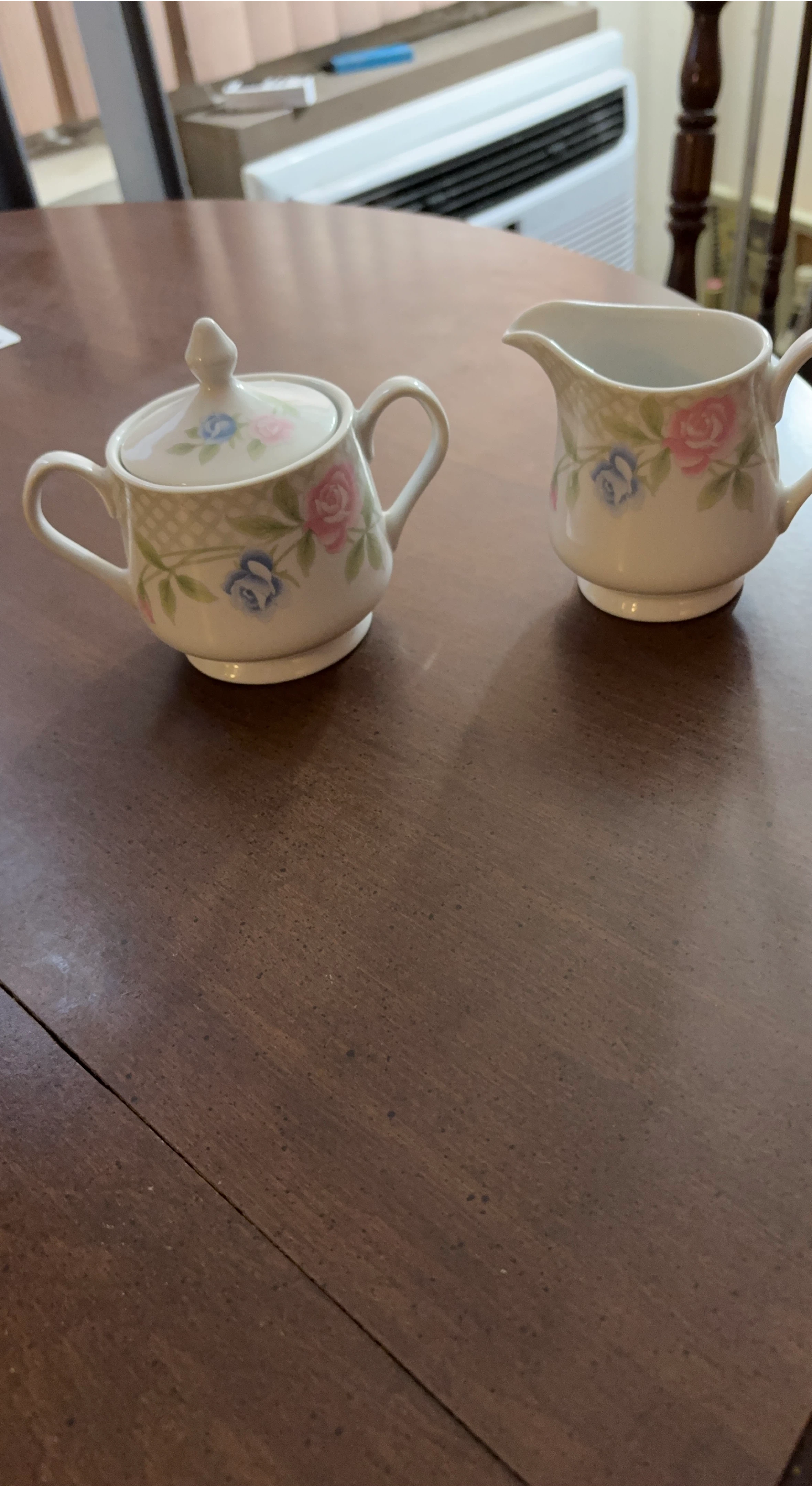 Vintage Floral Sugar Bowl and Creamer Set