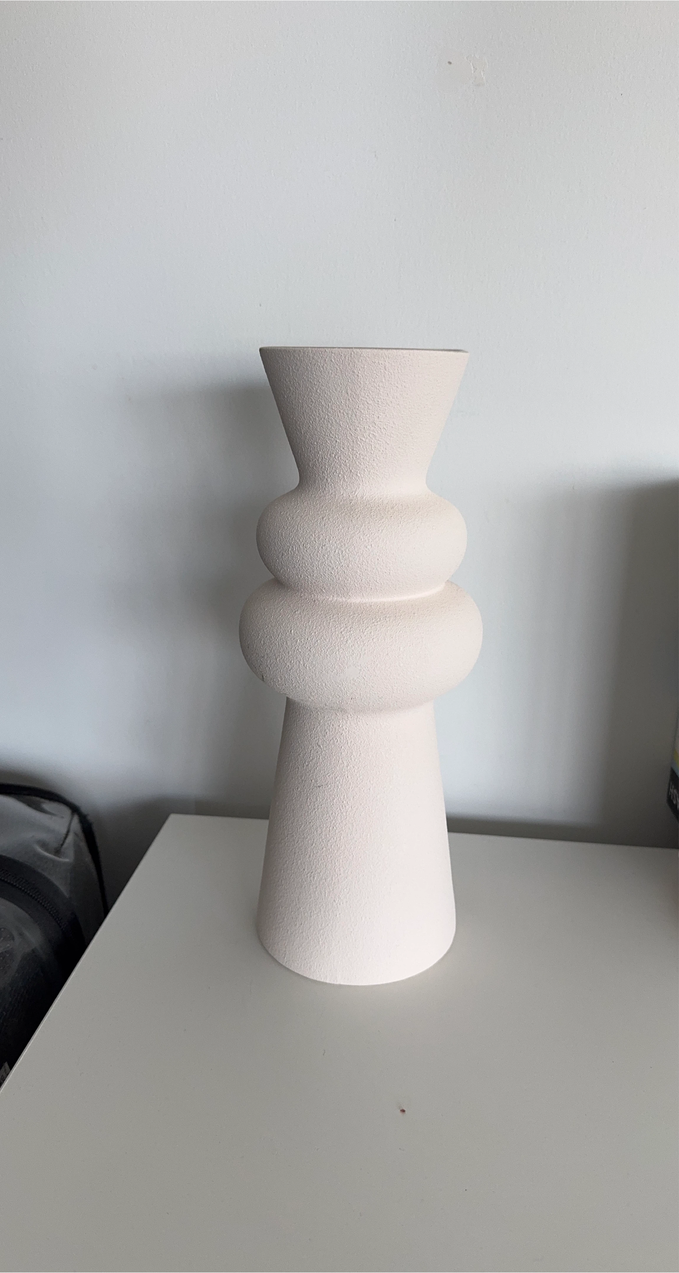 Textured Beige Pedestal Vase