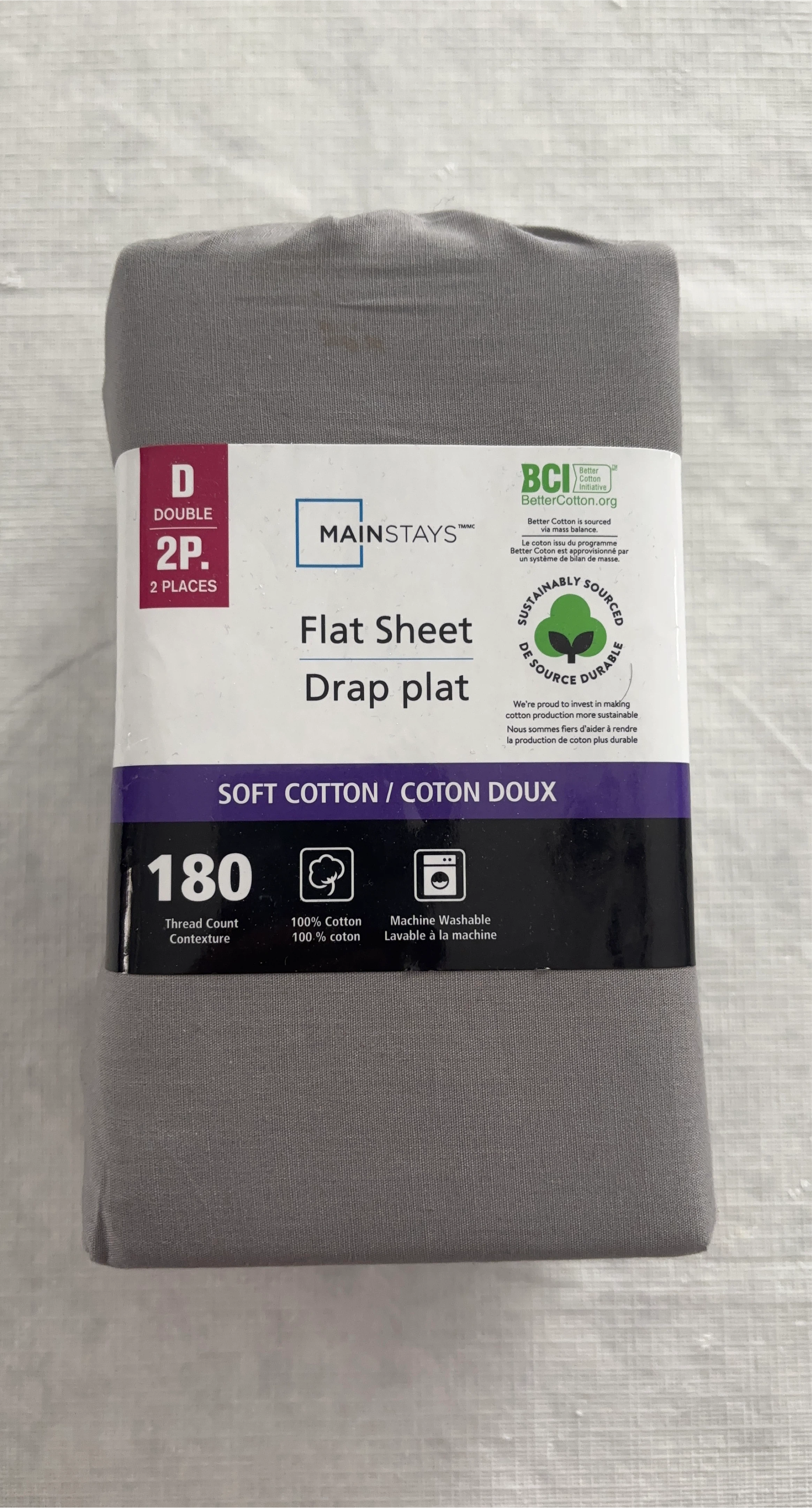 Mainstays Double Flat Sheet - Grey