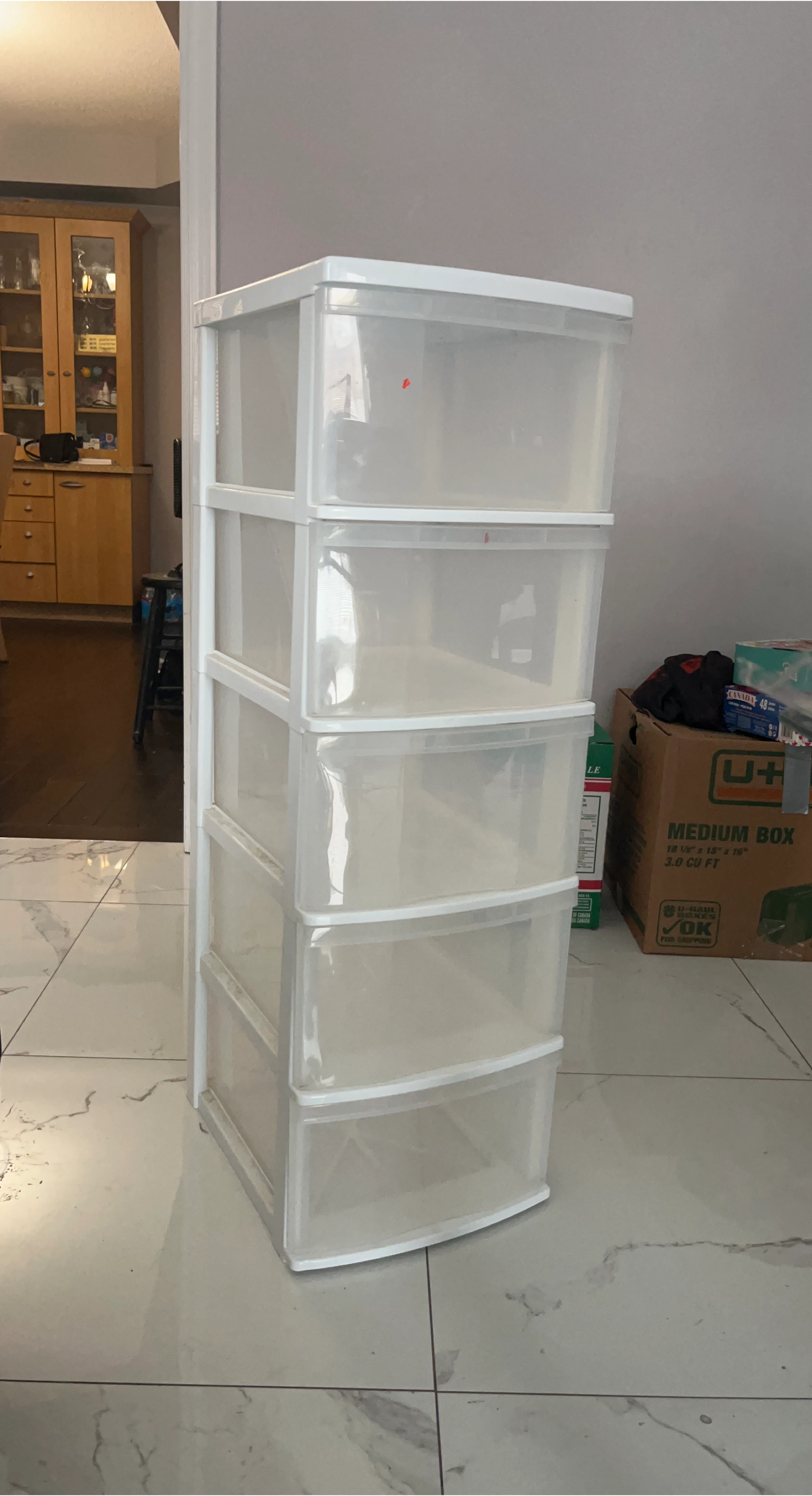 White 5-Drawer Plastic Storage Unit