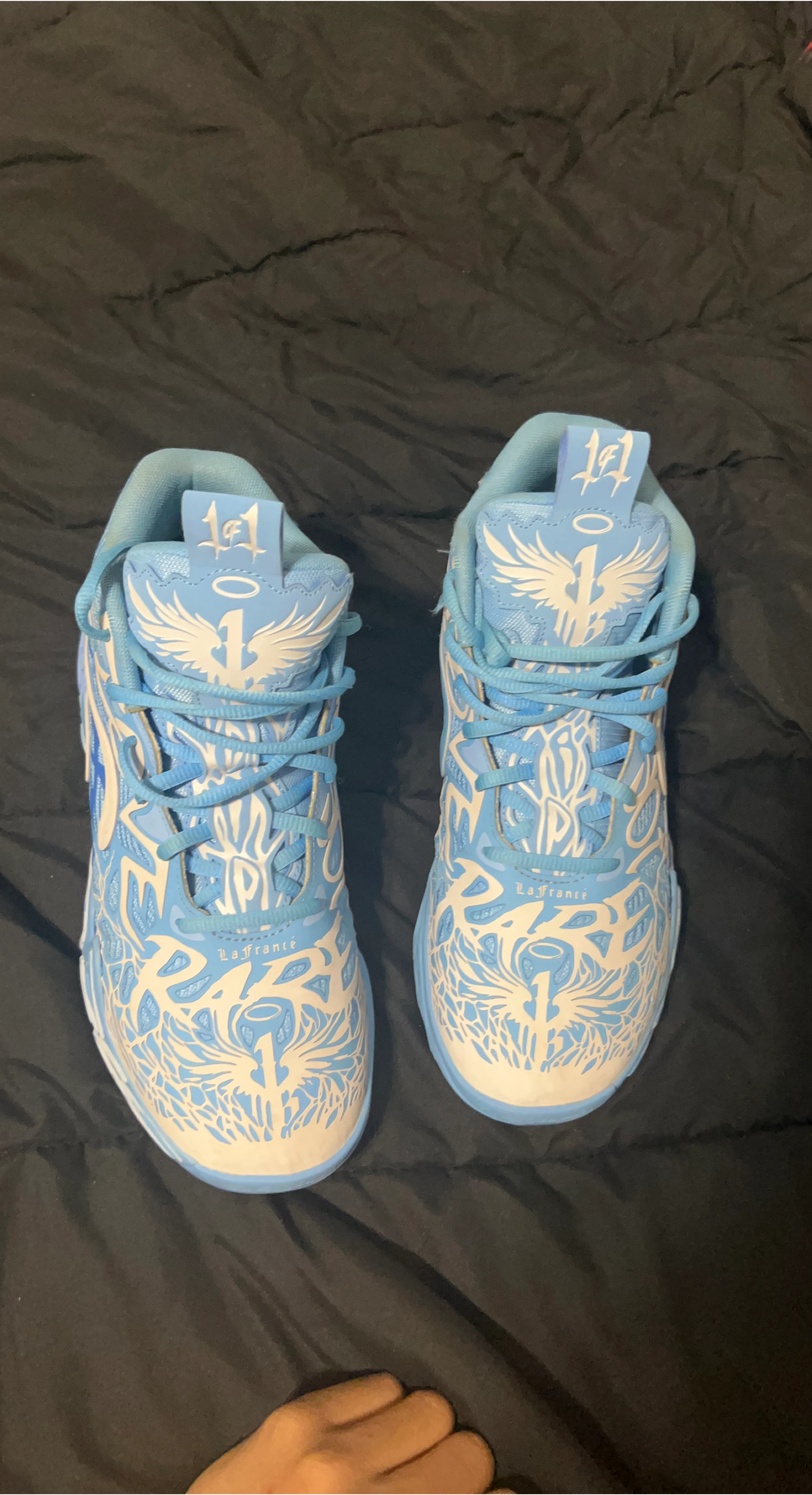 La France Blue & White Graphic Basketball Shoes