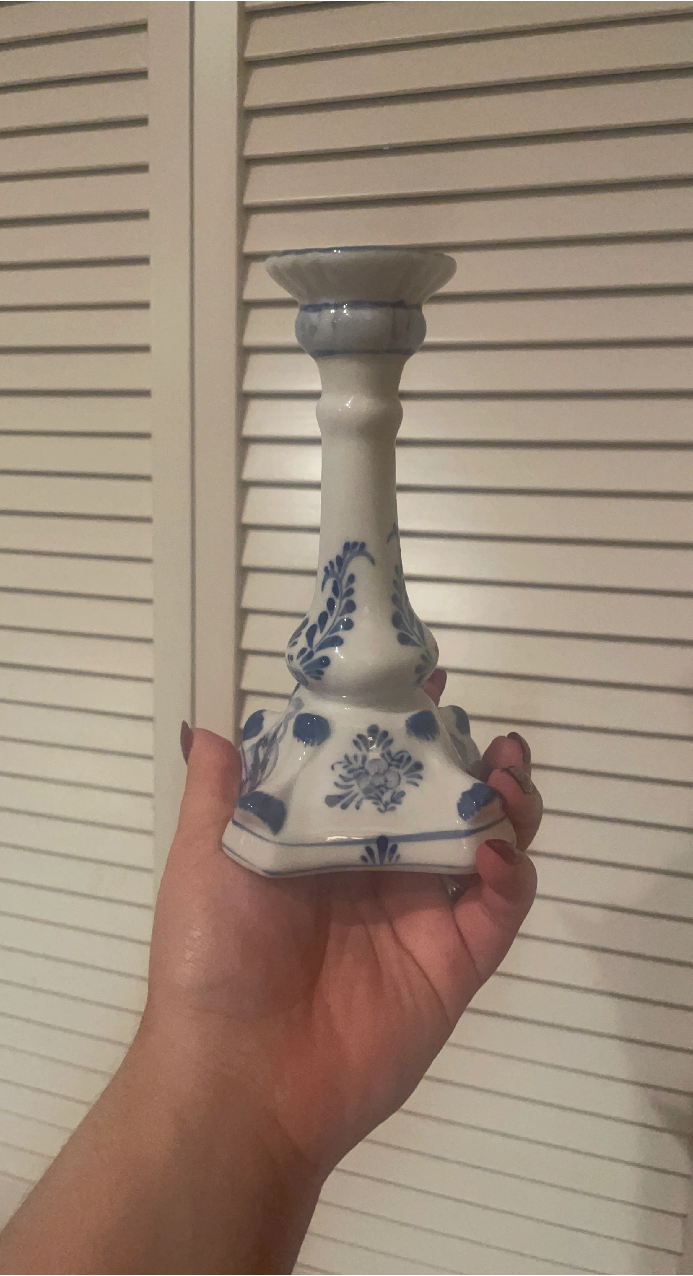 Delft Blue Hand-Painted Candlestick Holder