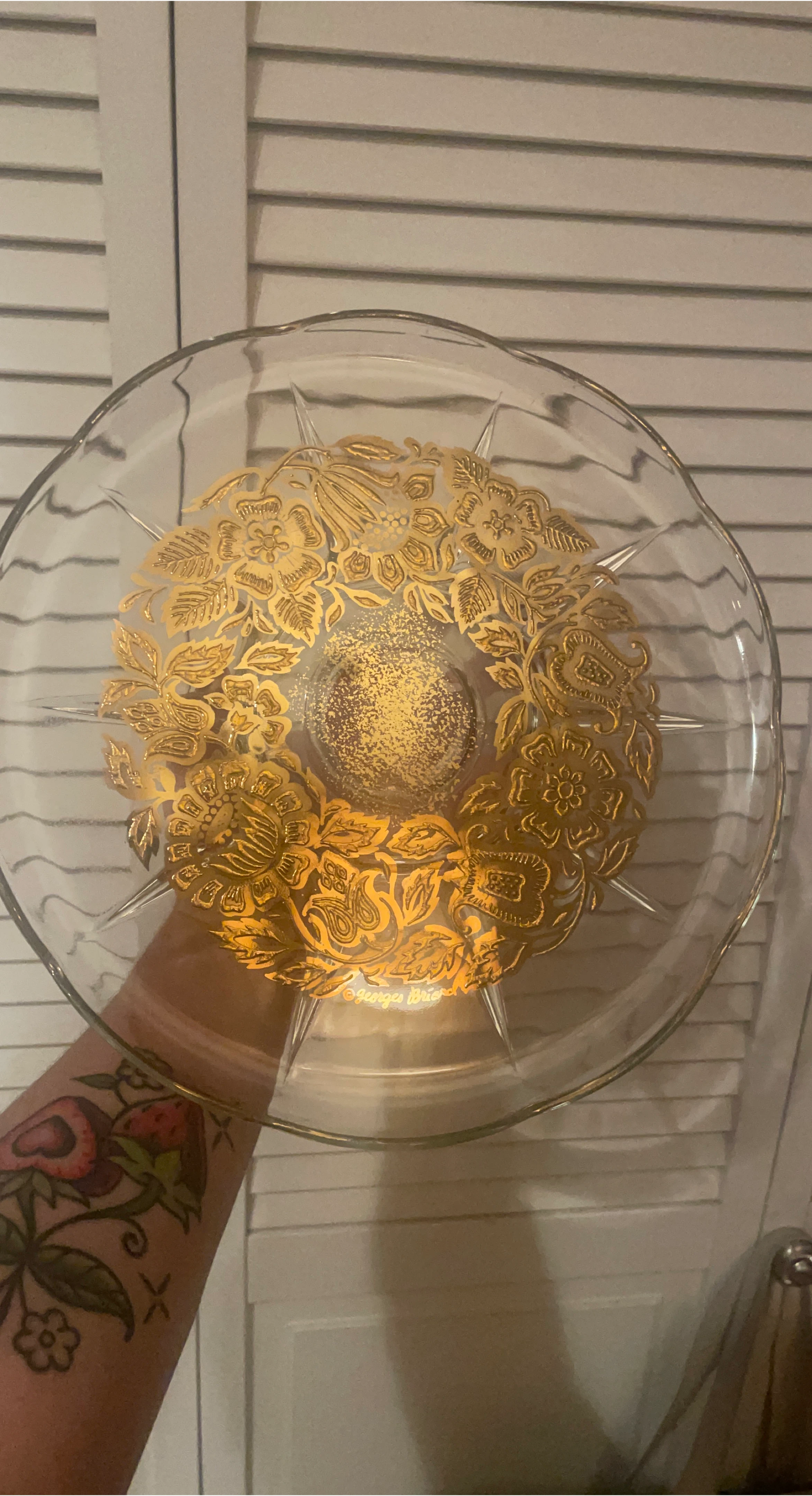 Georges Briard Gold Floral Design Serving Platter
