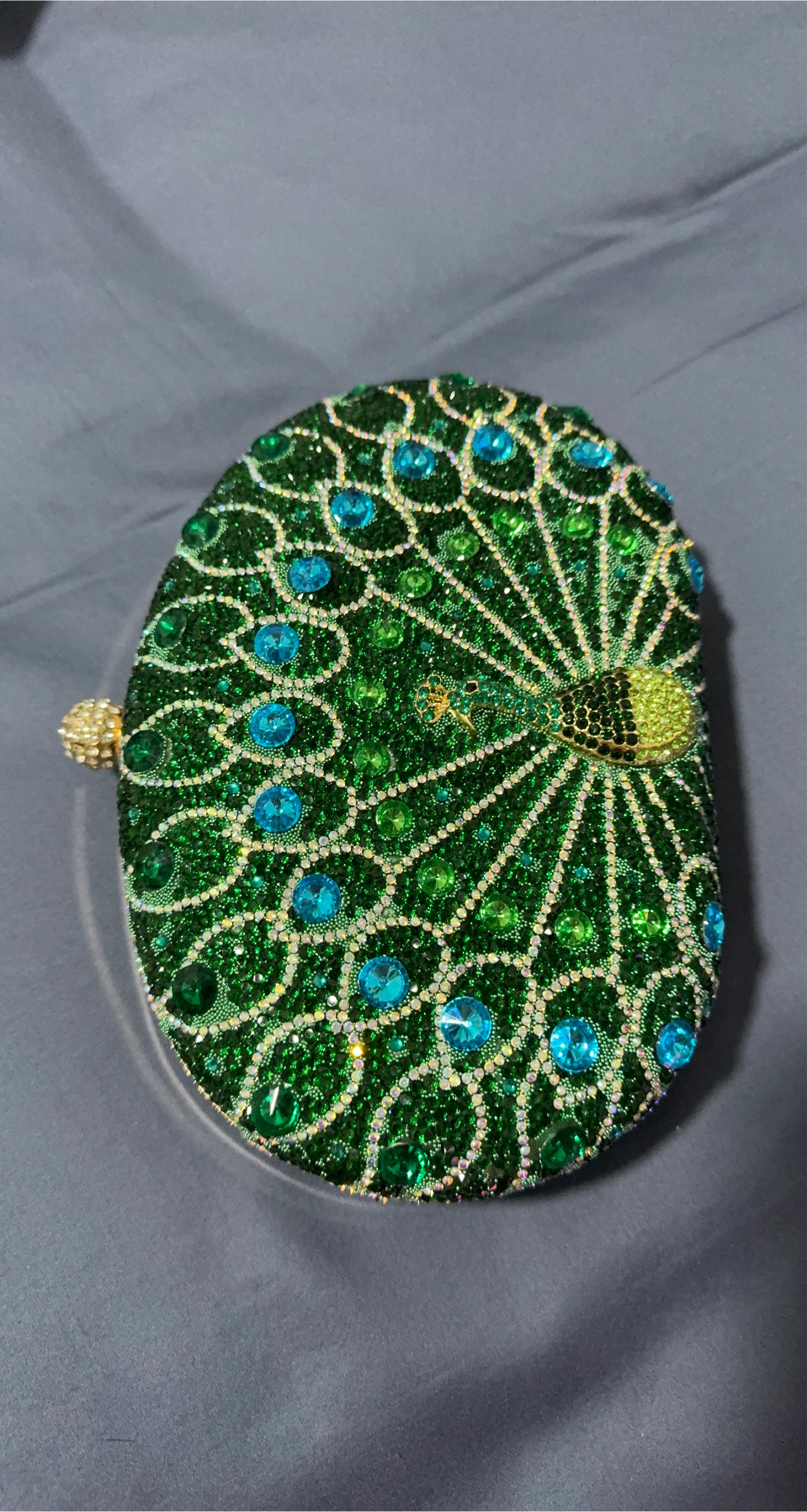 Embellished Peacock Clutch Evening Bag Green
