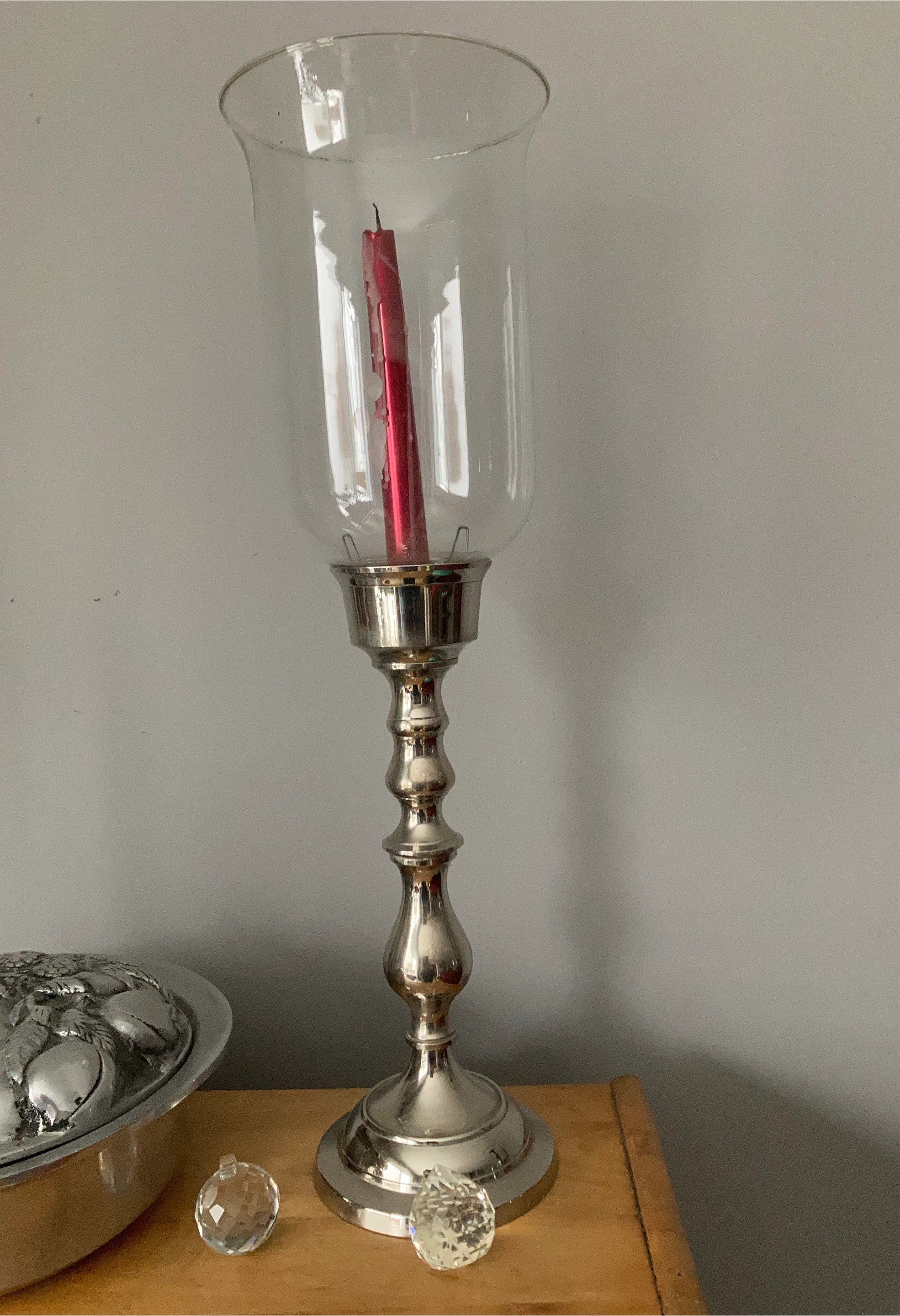 Tall Glass Hurricane Candle Holder