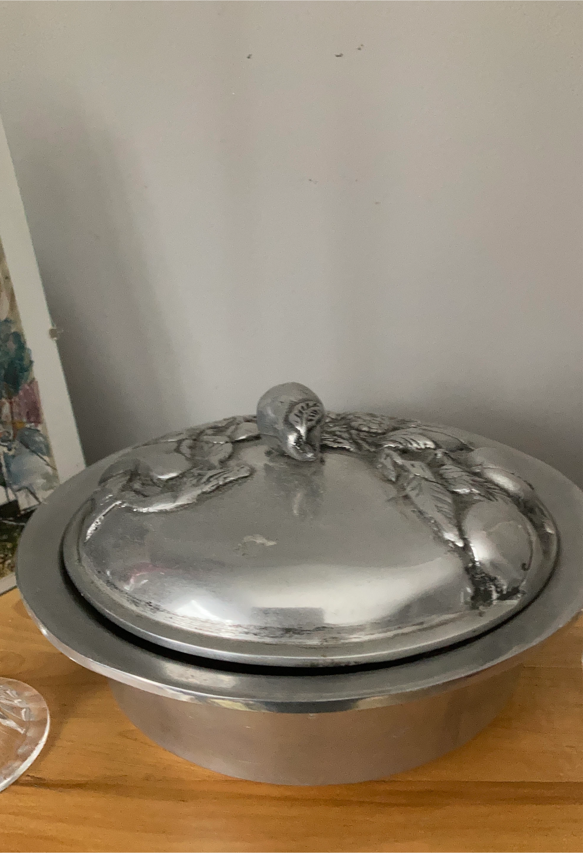 Metal Tureen with Embossed Lid