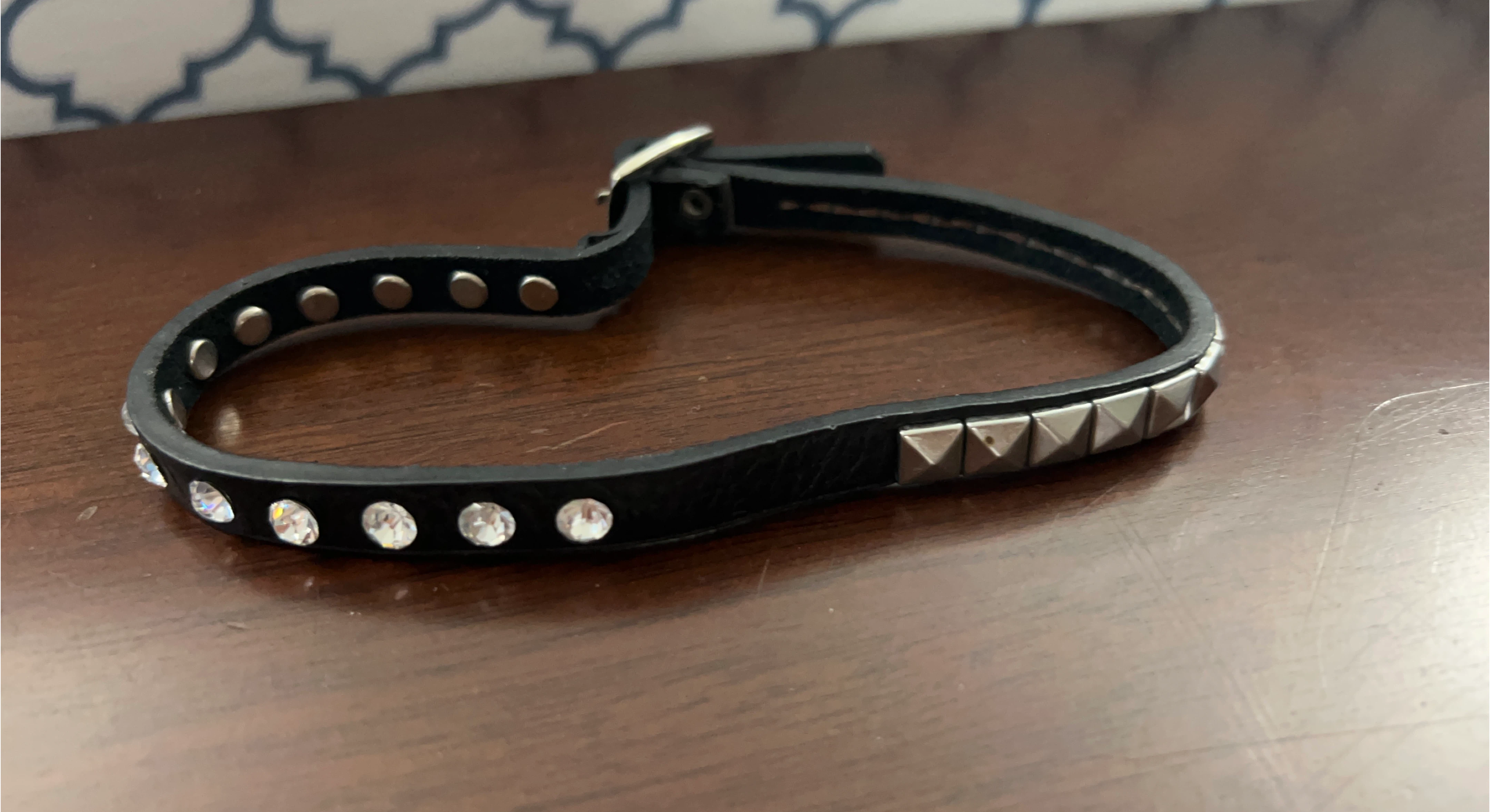 Black studded and rhinestone dog collar
